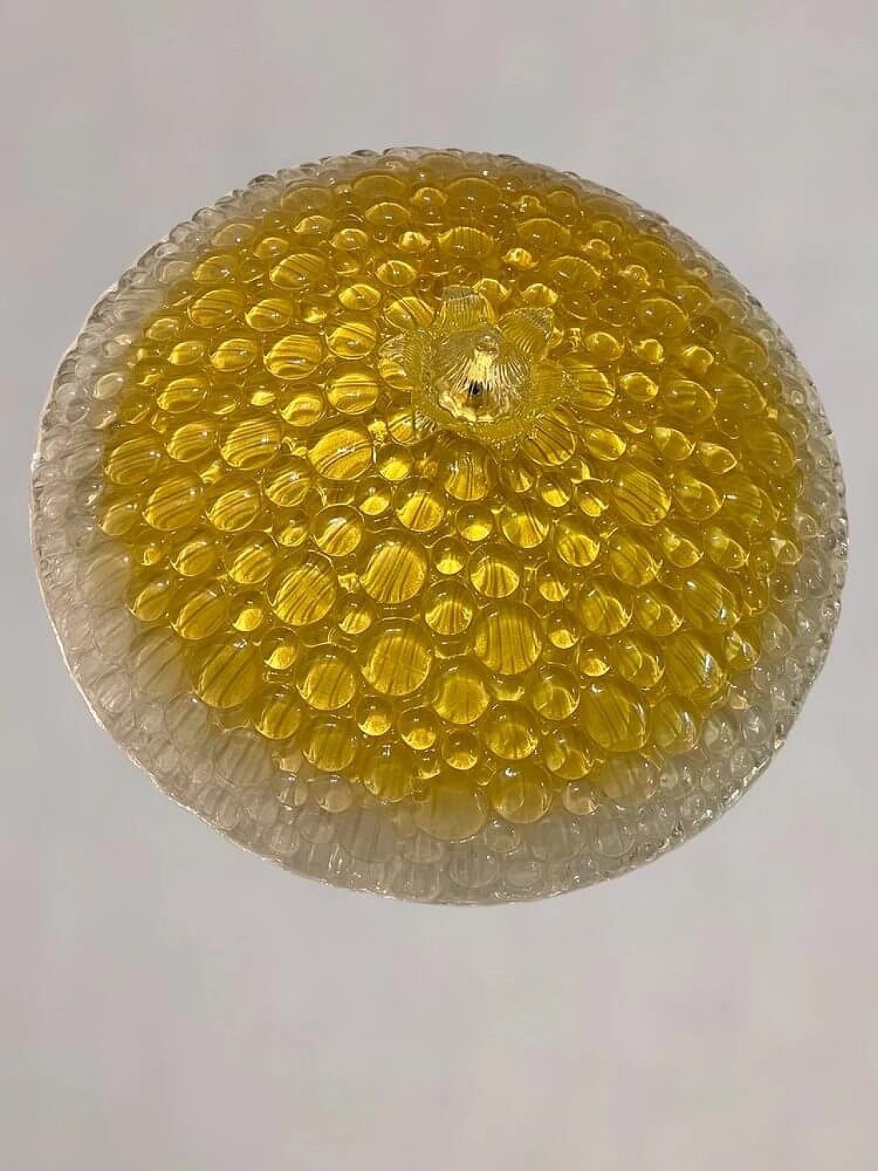 Plafoniera in vetro di Murano giallo e trasparente di Zonca, anni '70 11