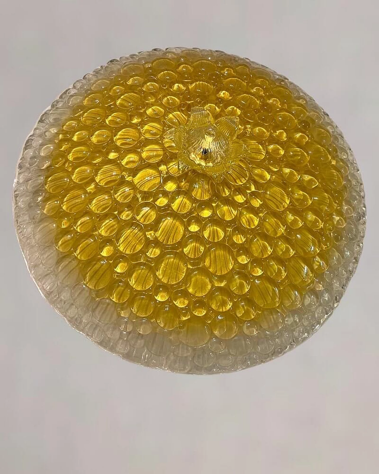 Plafoniera in vetro di Murano giallo e trasparente di Zonca, anni '70 12