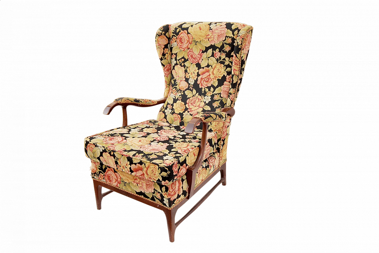 Armchair with floral pattern by Paolo Buffa for Frama, 1950s 8