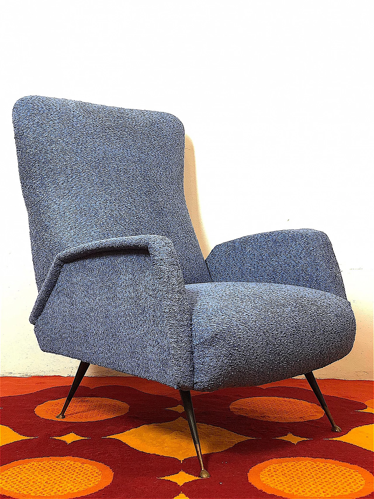 Armchair upholstered in lavender curly fabric, 1960s 1