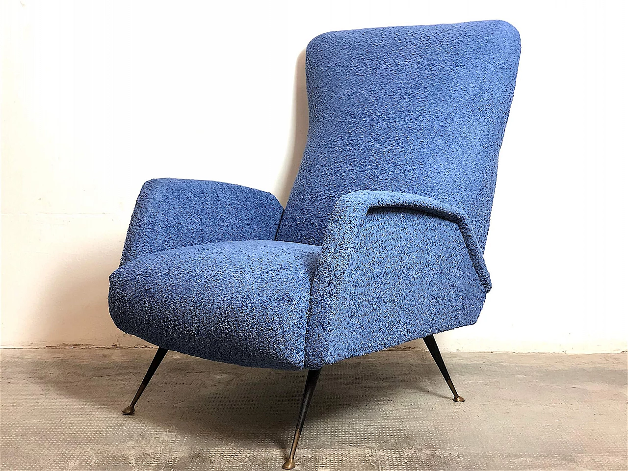 Armchair upholstered in lavender curly fabric, 1960s 3