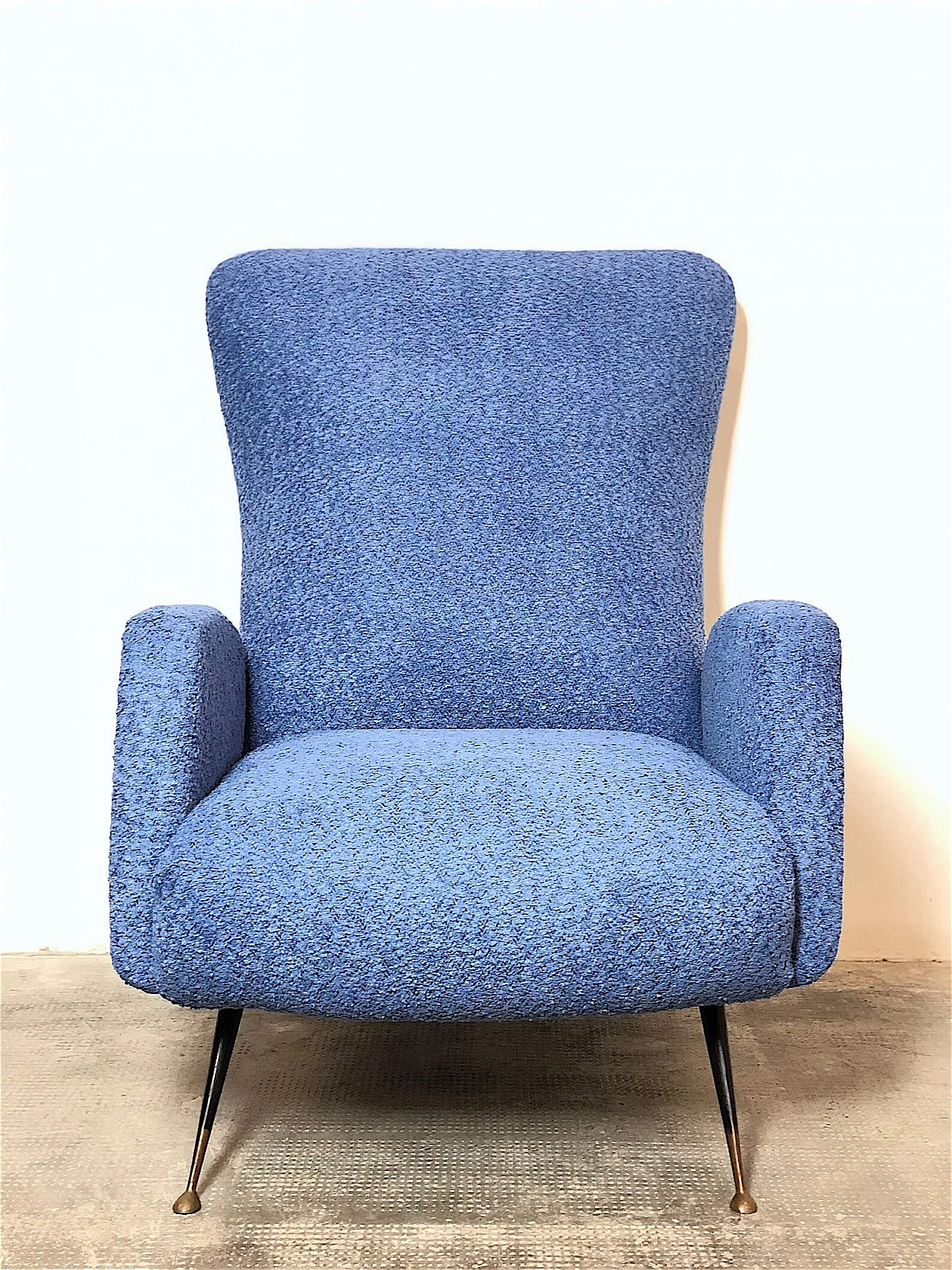 Armchair upholstered in lavender curly fabric, 1960s 4