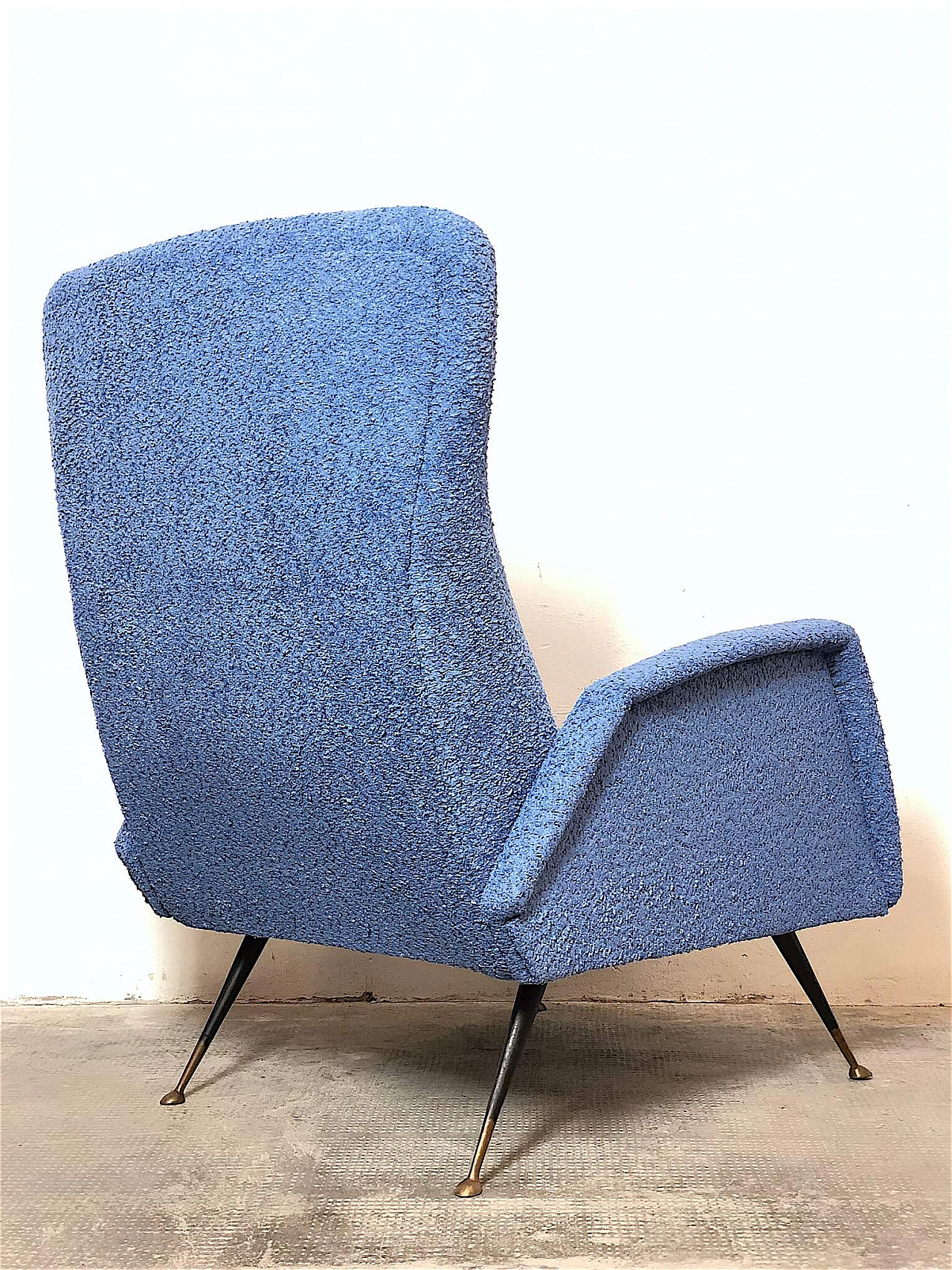 Armchair upholstered in lavender curly fabric, 1960s 8