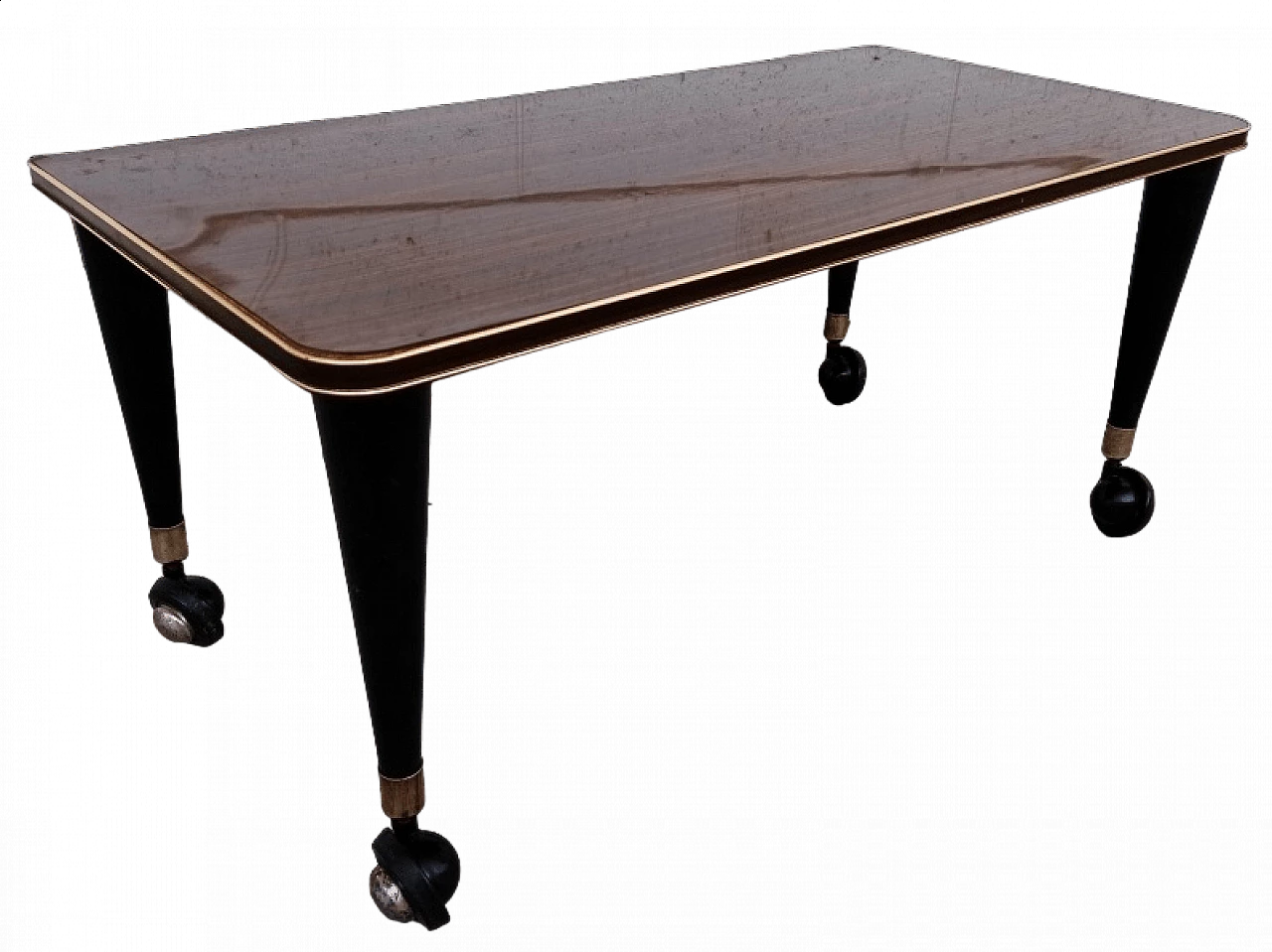 Wood side table with casters and formica top, 1960s 15