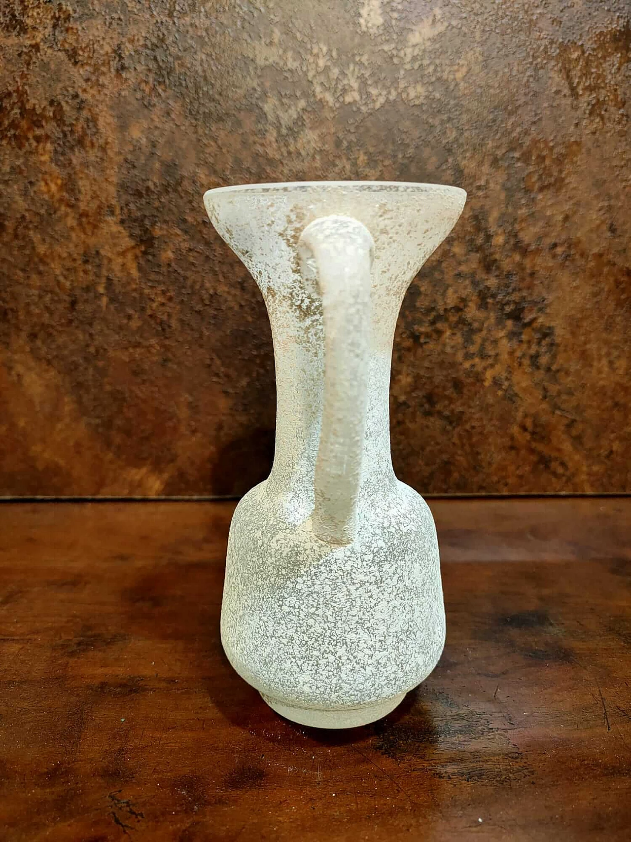 Vaso bianco in vetro Scavo di Seguso, anni '70 5