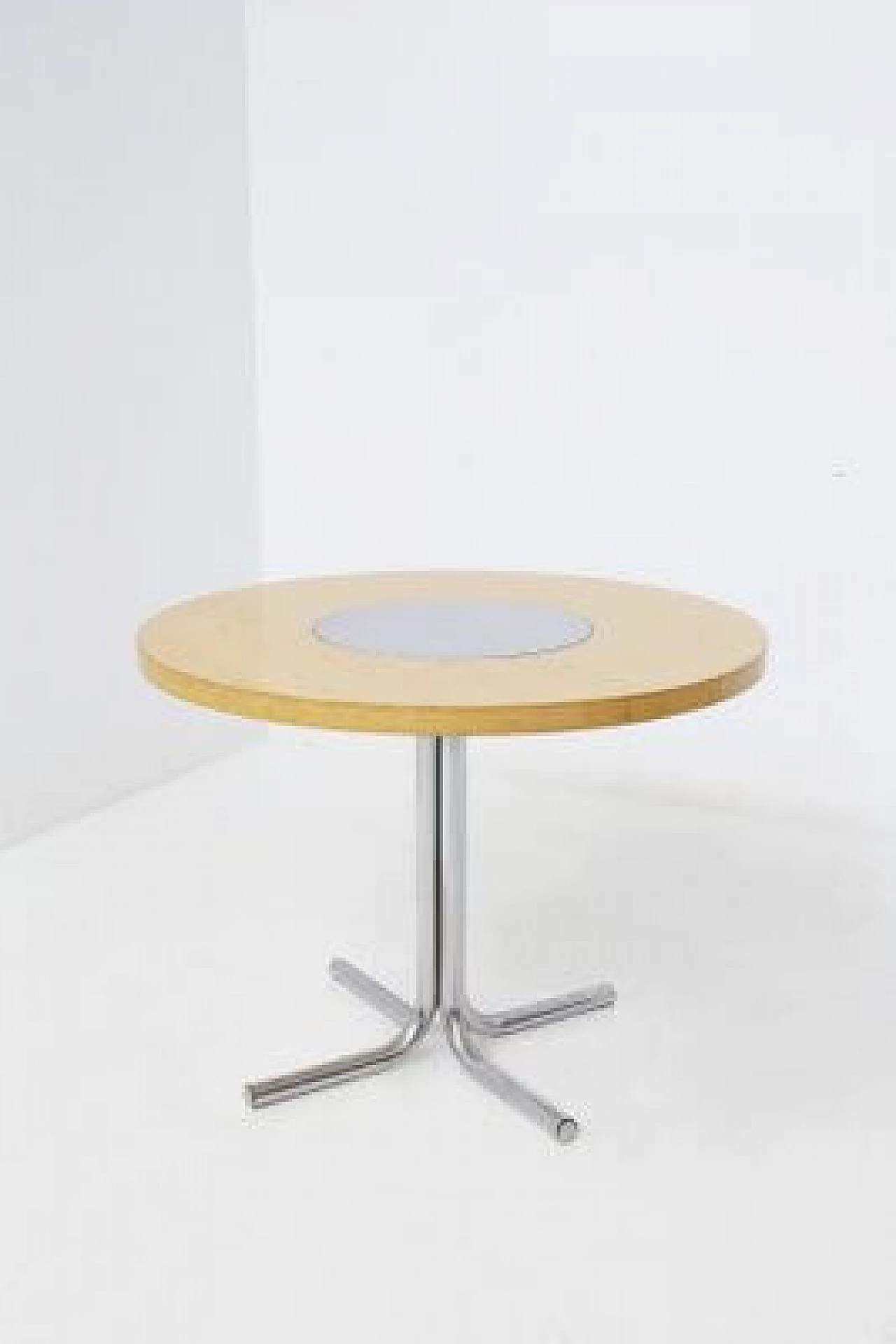 Round steel and wood table by Gae Aulenti for Elam, 1950s 1
