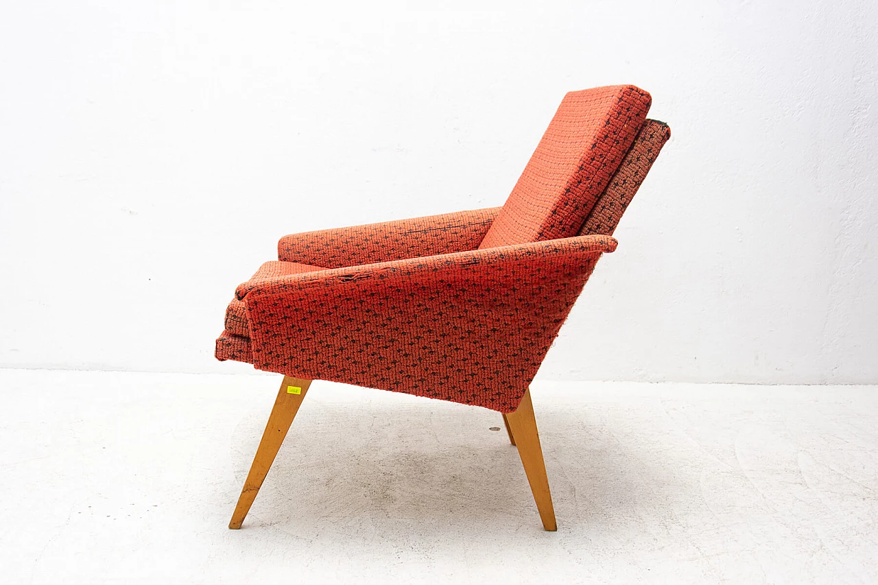 Poltrona in legno di faggio e tessuto di Jaroslav Smídek, anni '60 15