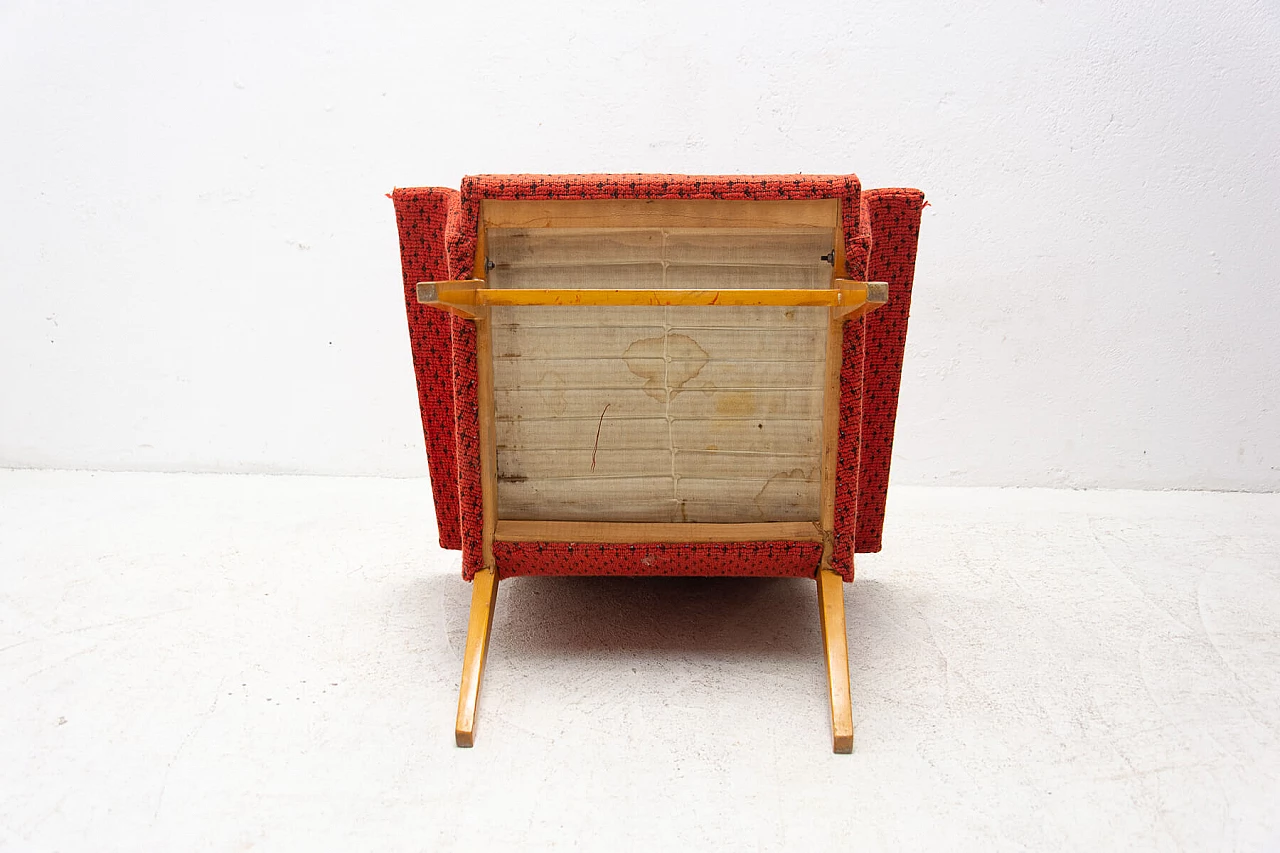 Poltrona in legno di faggio e tessuto di Jaroslav Smídek, anni '60 17