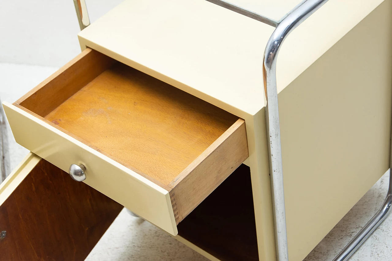 Coppia di comodini in legno con elementi cromati Bauhaus, anni '30 9