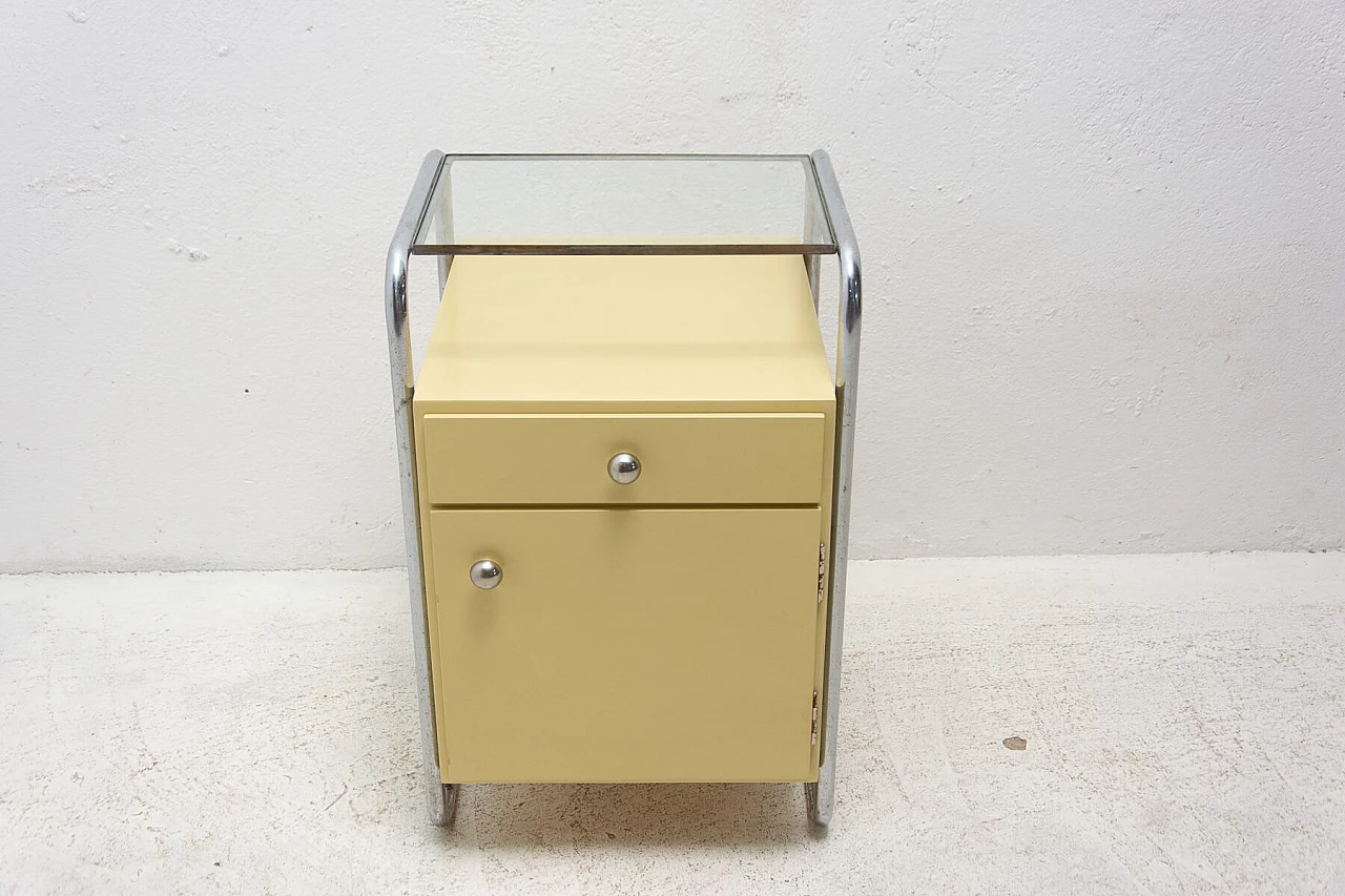 Coppia di comodini in legno con elementi cromati Bauhaus, anni '30 14