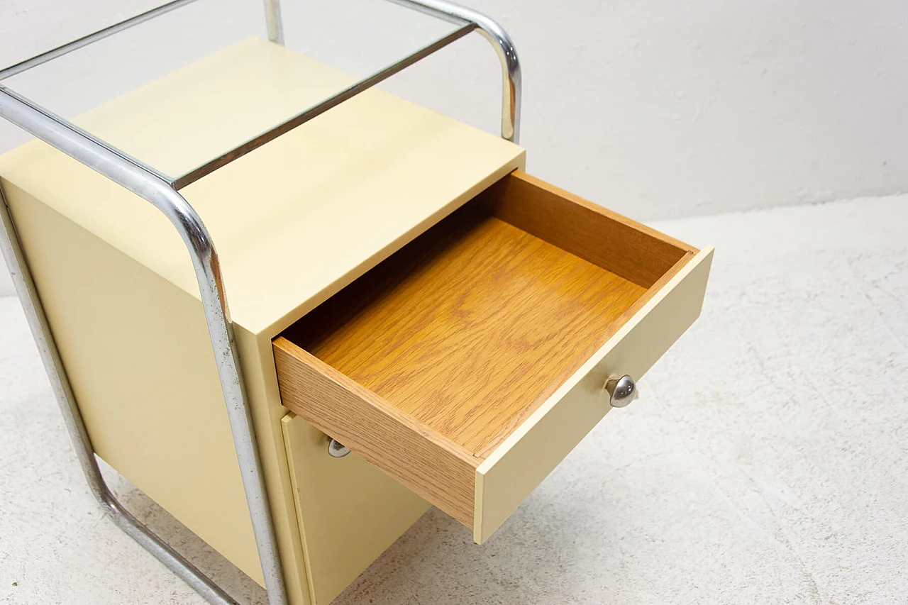 Coppia di comodini in legno con elementi cromati Bauhaus, anni '30 19