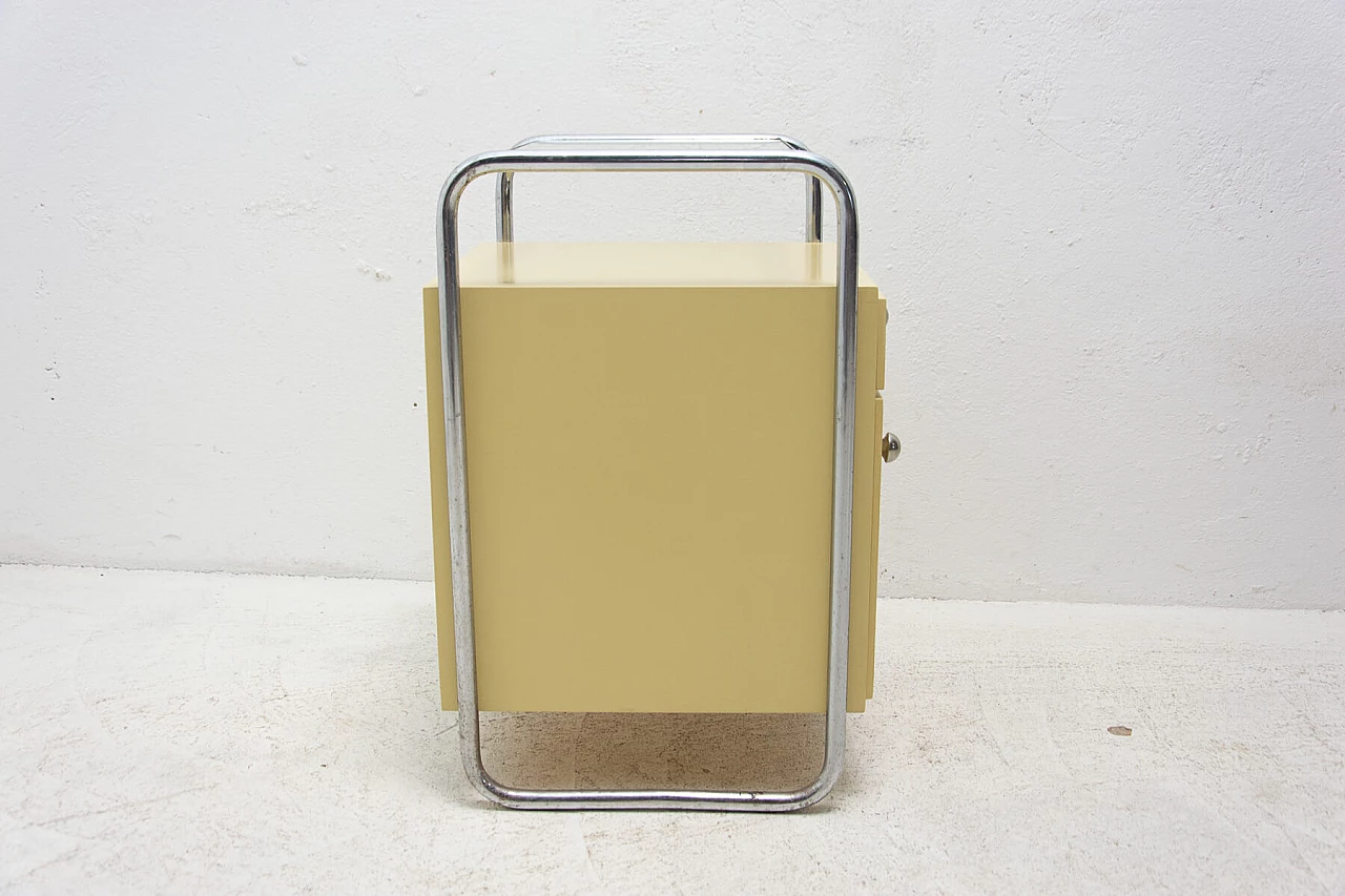 Coppia di comodini in legno con elementi cromati Bauhaus, anni '30 20