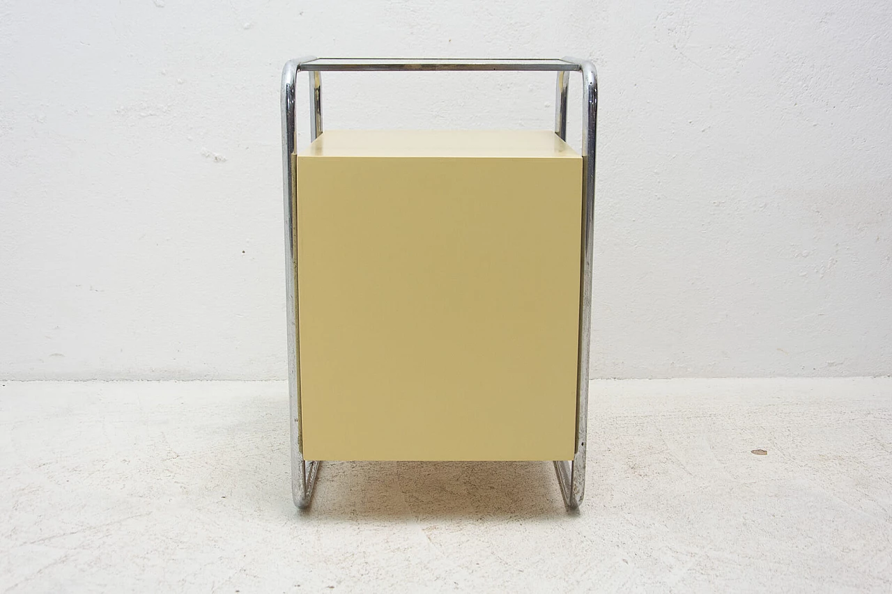 Coppia di comodini in legno con elementi cromati Bauhaus, anni '30 21