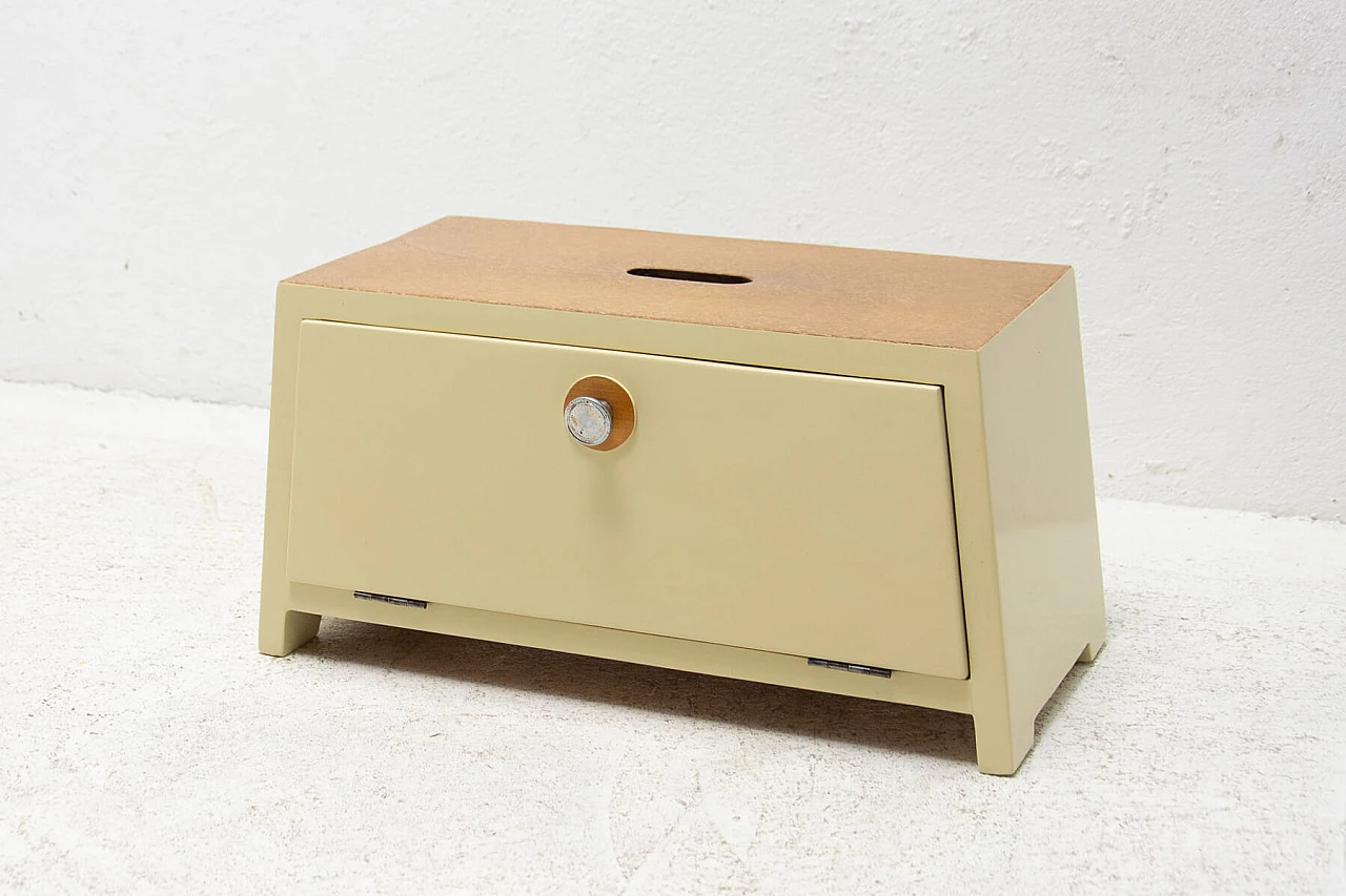Painted wooden shoe cabinet with chrome-plated handle, 1960s 2