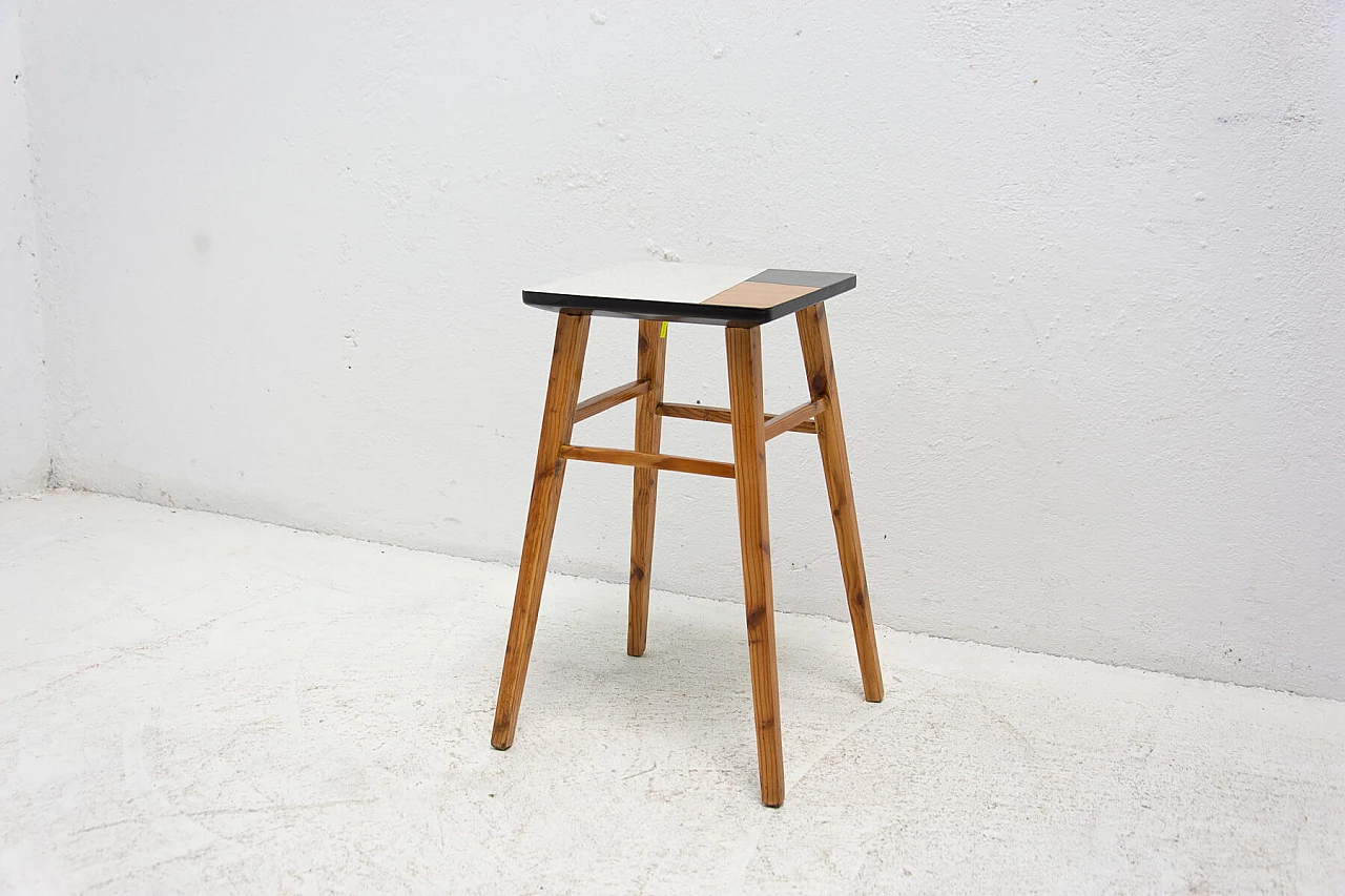 Spruce flower stand with laminated top, 1960s 13