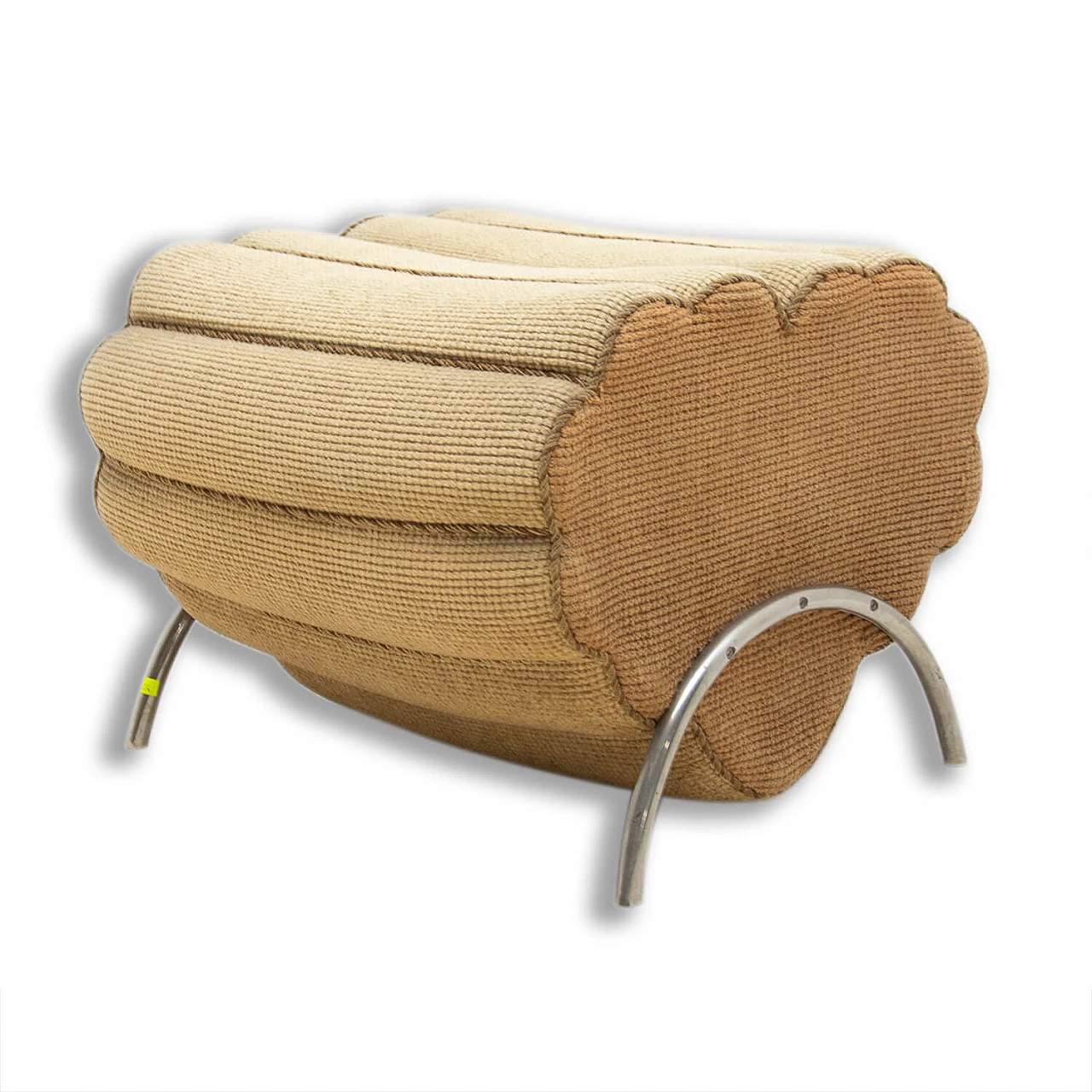 Pouf a forma di cuore con struttura cromata Bauhaus, anni '30 1