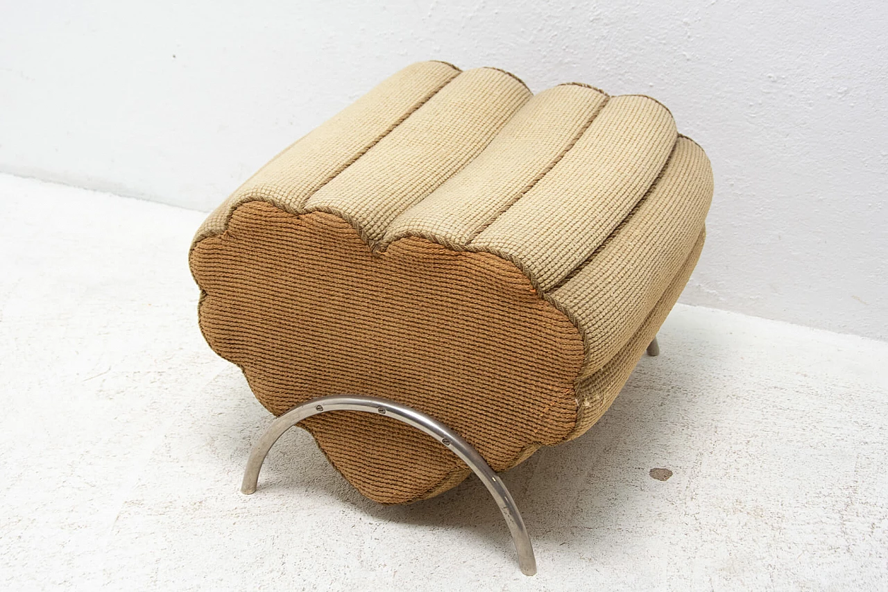 Pouf a forma di cuore con struttura cromata Bauhaus, anni '30 5