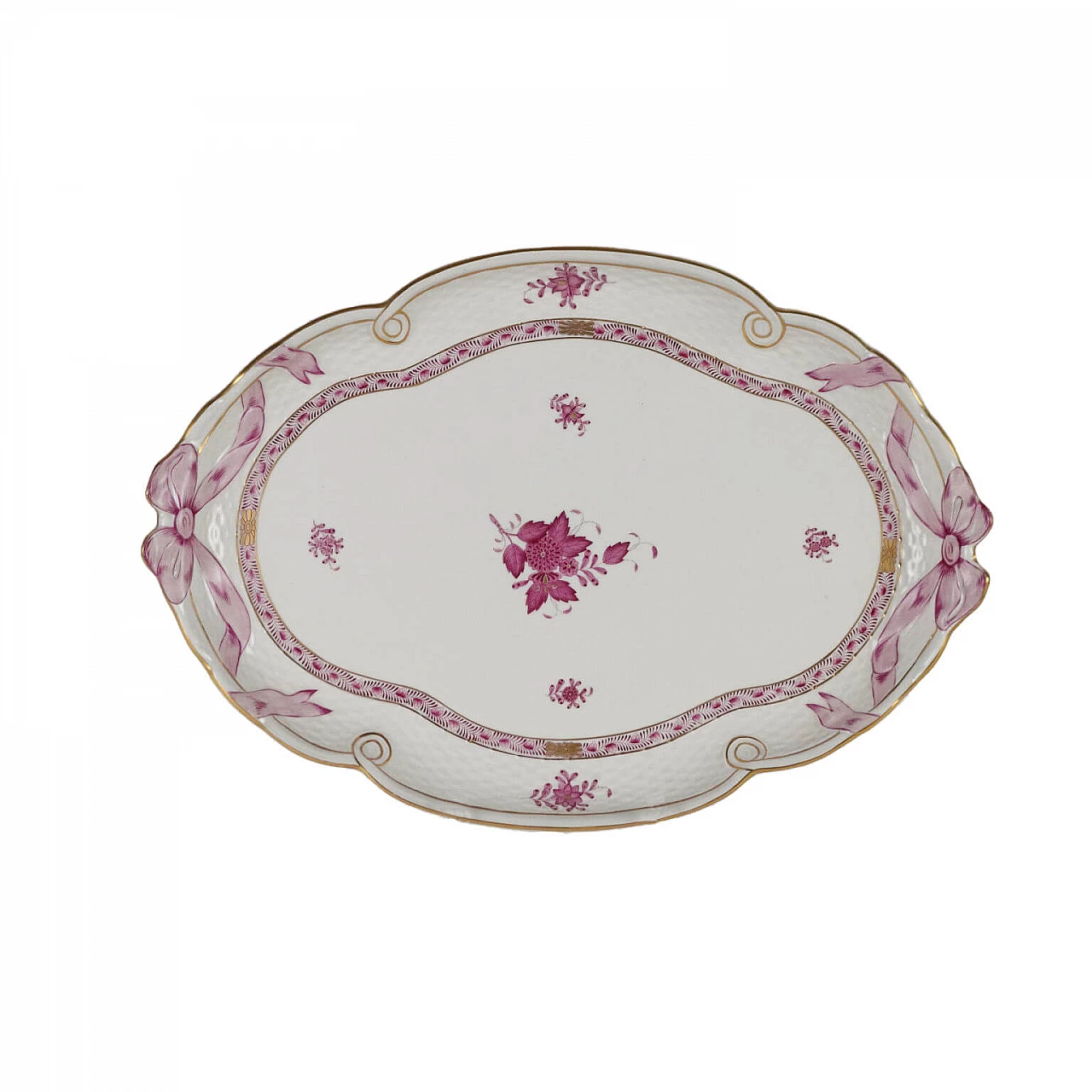 Vassoio ungherese Herend  in porcellana, anni '30 1