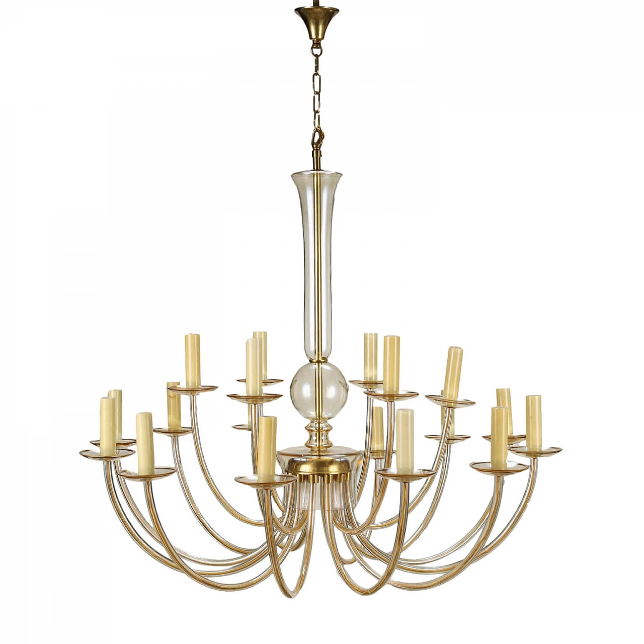 18-light blown glass chandelier 1