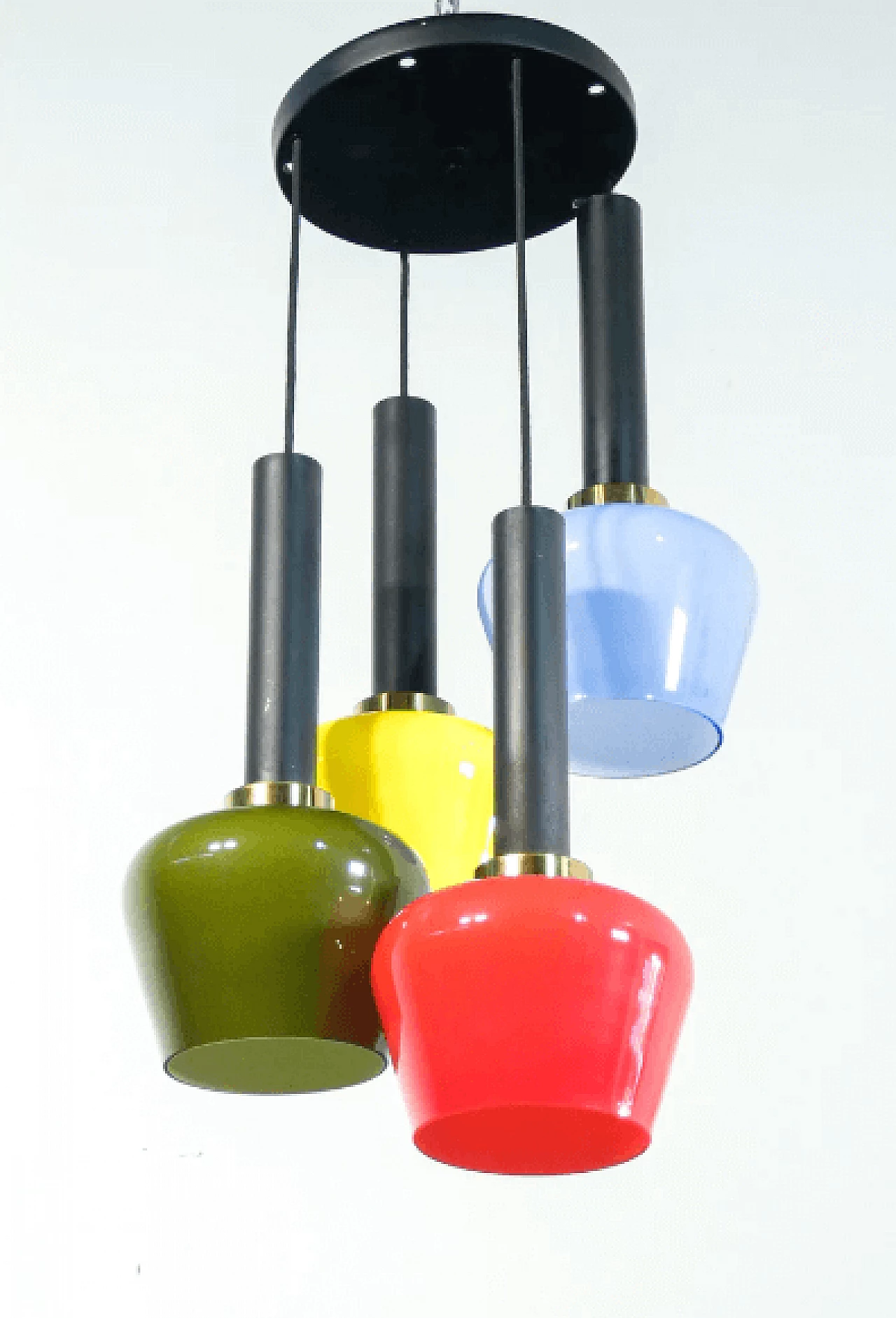 Lampadario in metallo e vetro multicolore attribuibile a Vistosi, anni '60 6