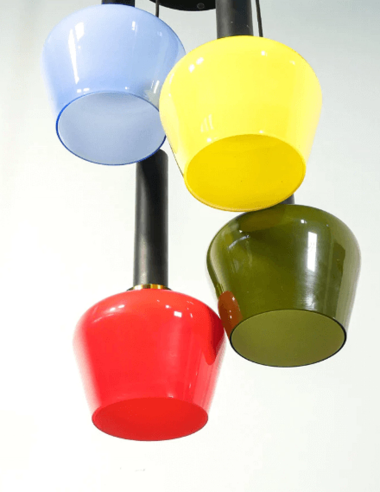Chandelier in metal and multicolor glass attributable to Vistosi, 1960s 7