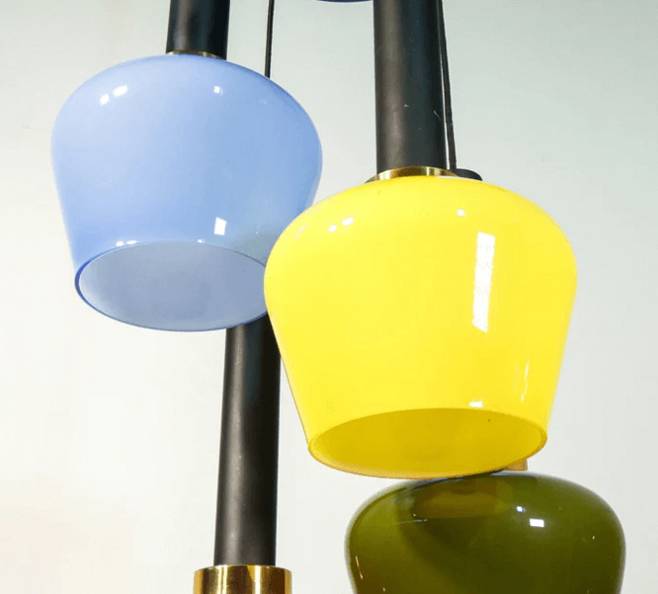 Chandelier in metal and multicolor glass attributable to Vistosi, 1960s 8