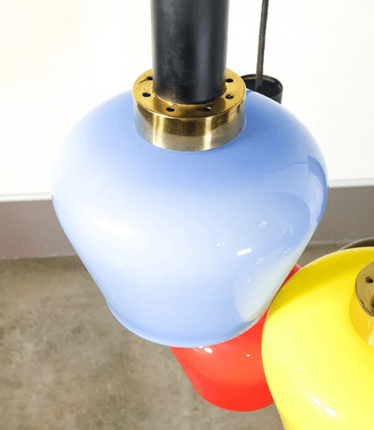 Chandelier in metal and multicolor glass attributable to Vistosi, 1960s 9