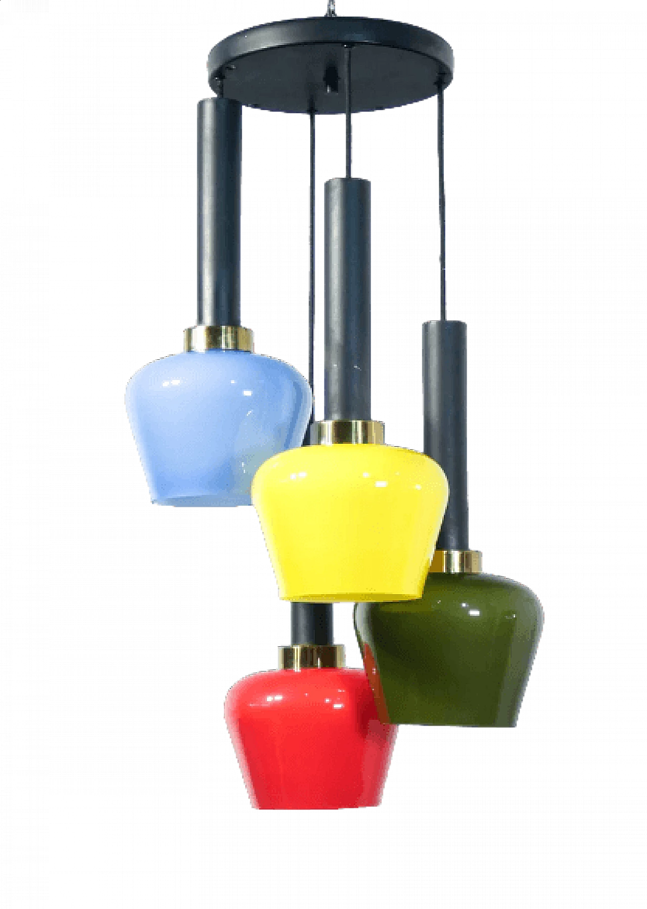 Chandelier in metal and multicolor glass attributable to Vistosi, 1960s 10