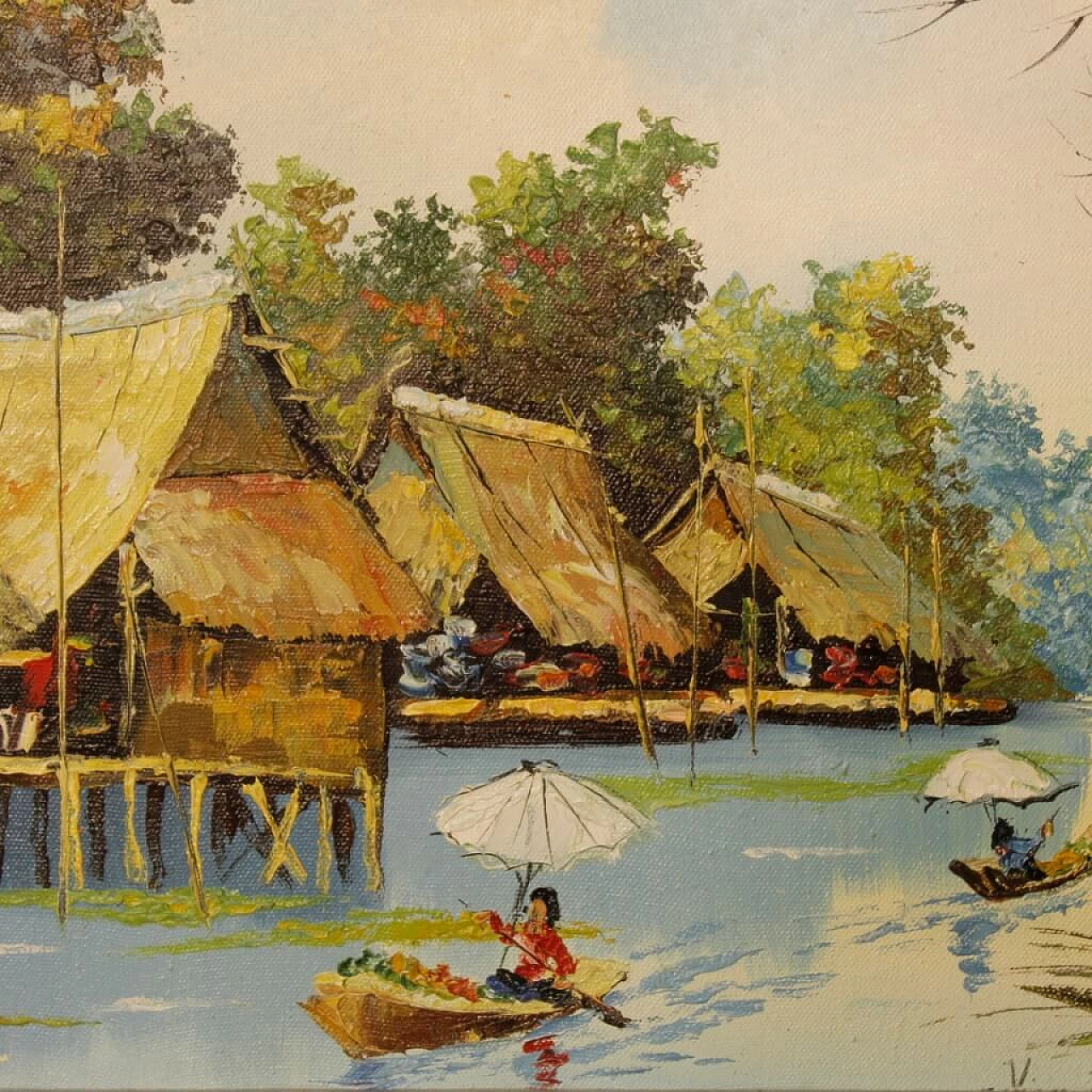 Dipinto francese di paesaggio orientale, olio su tela 3