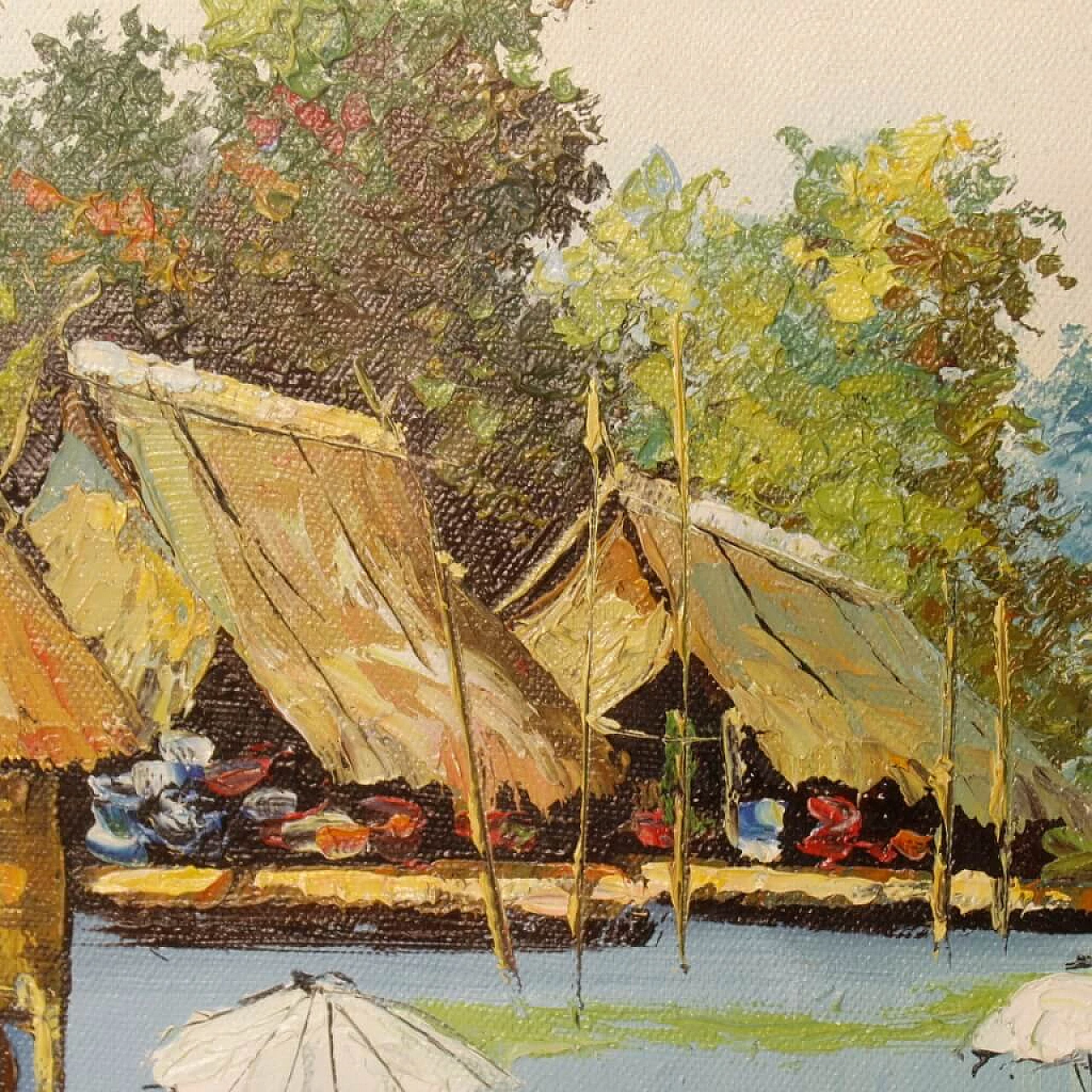 Dipinto francese di paesaggio orientale, olio su tela 4