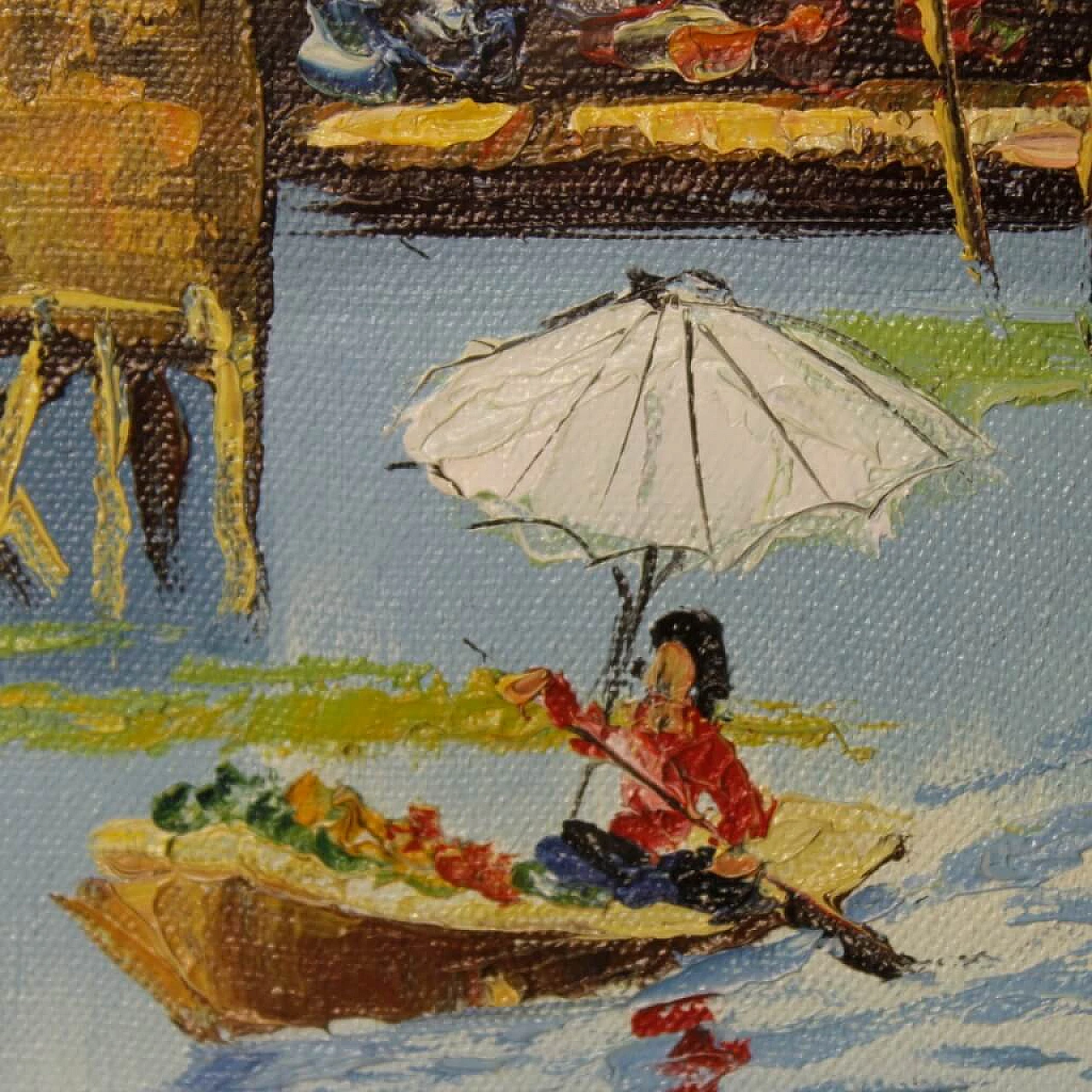 Dipinto francese di paesaggio orientale, olio su tela 7