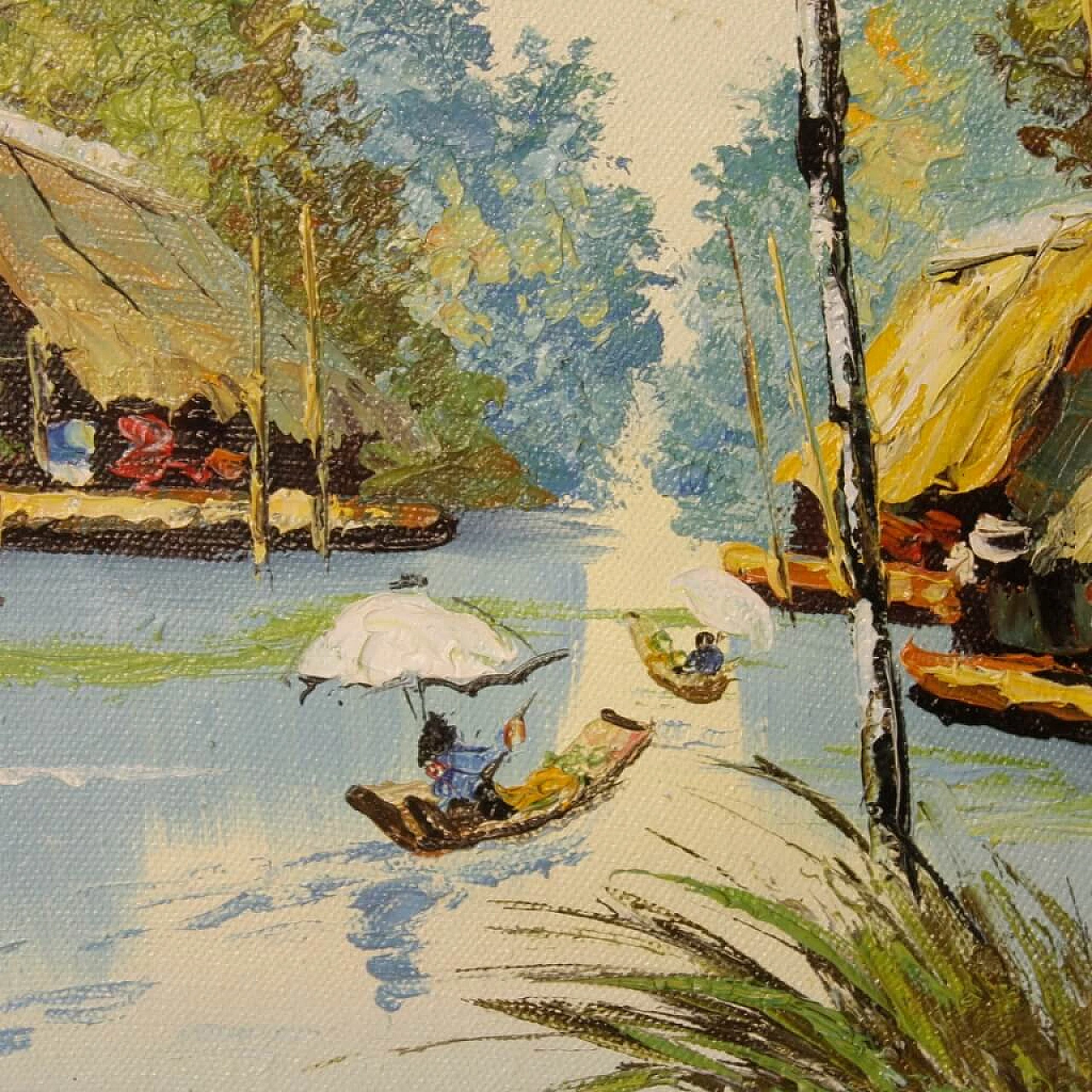 Dipinto francese di paesaggio orientale, olio su tela 8