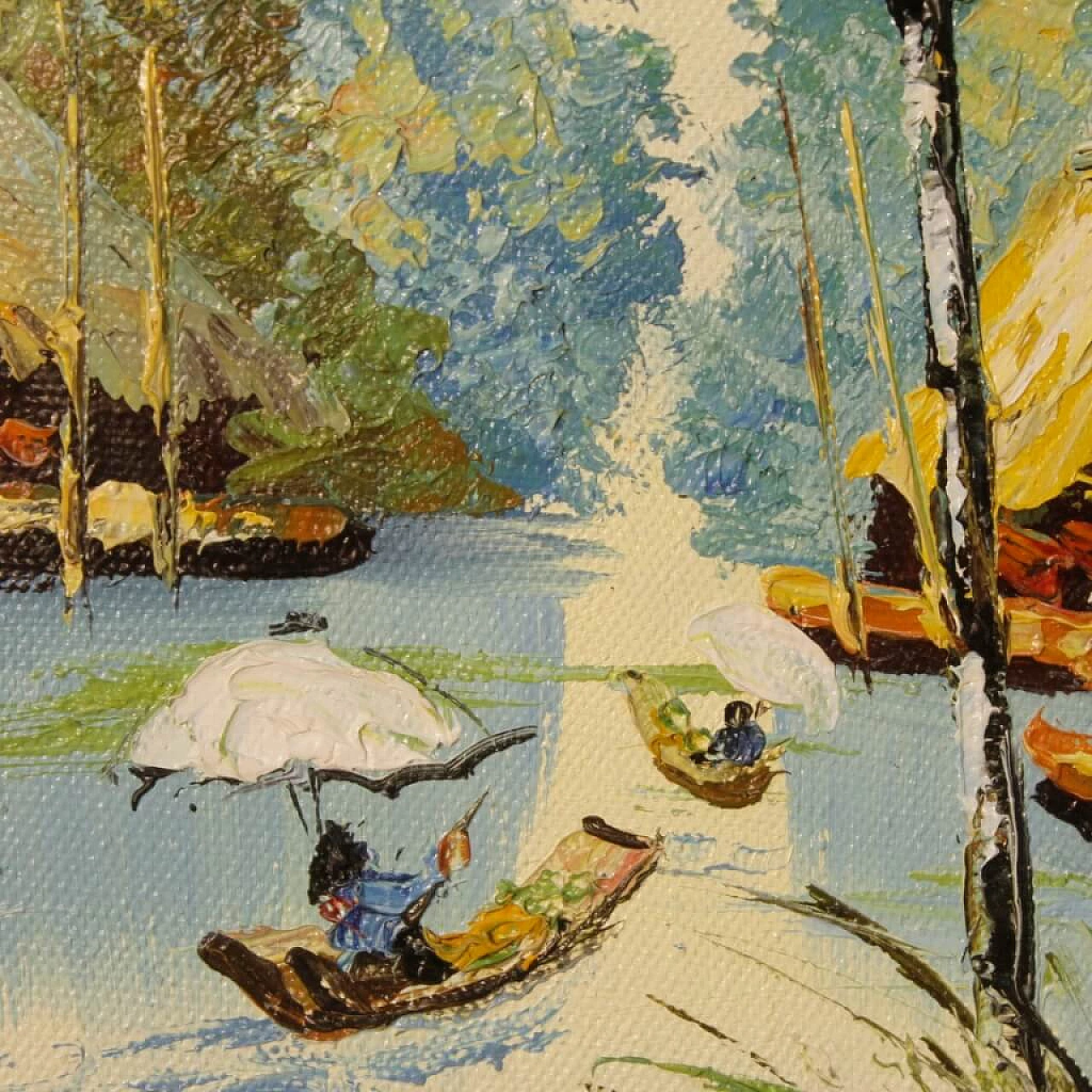 Dipinto francese di paesaggio orientale, olio su tela 11