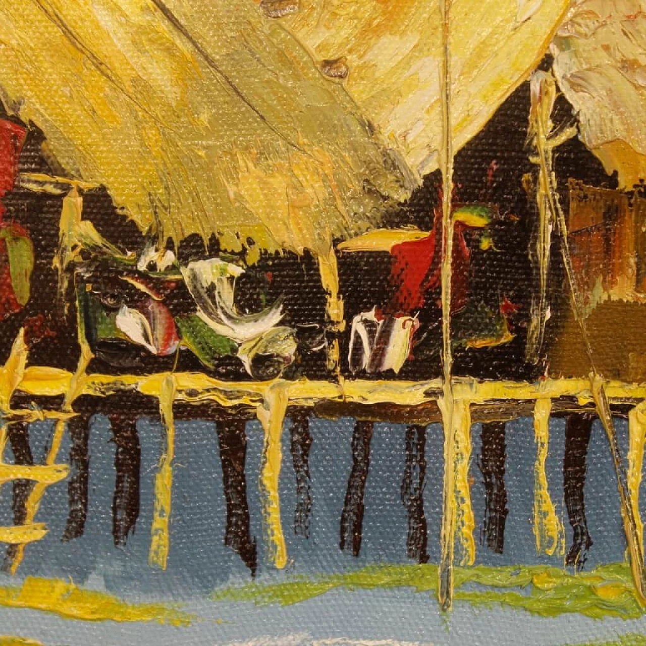 Dipinto francese di paesaggio orientale, olio su tela 12