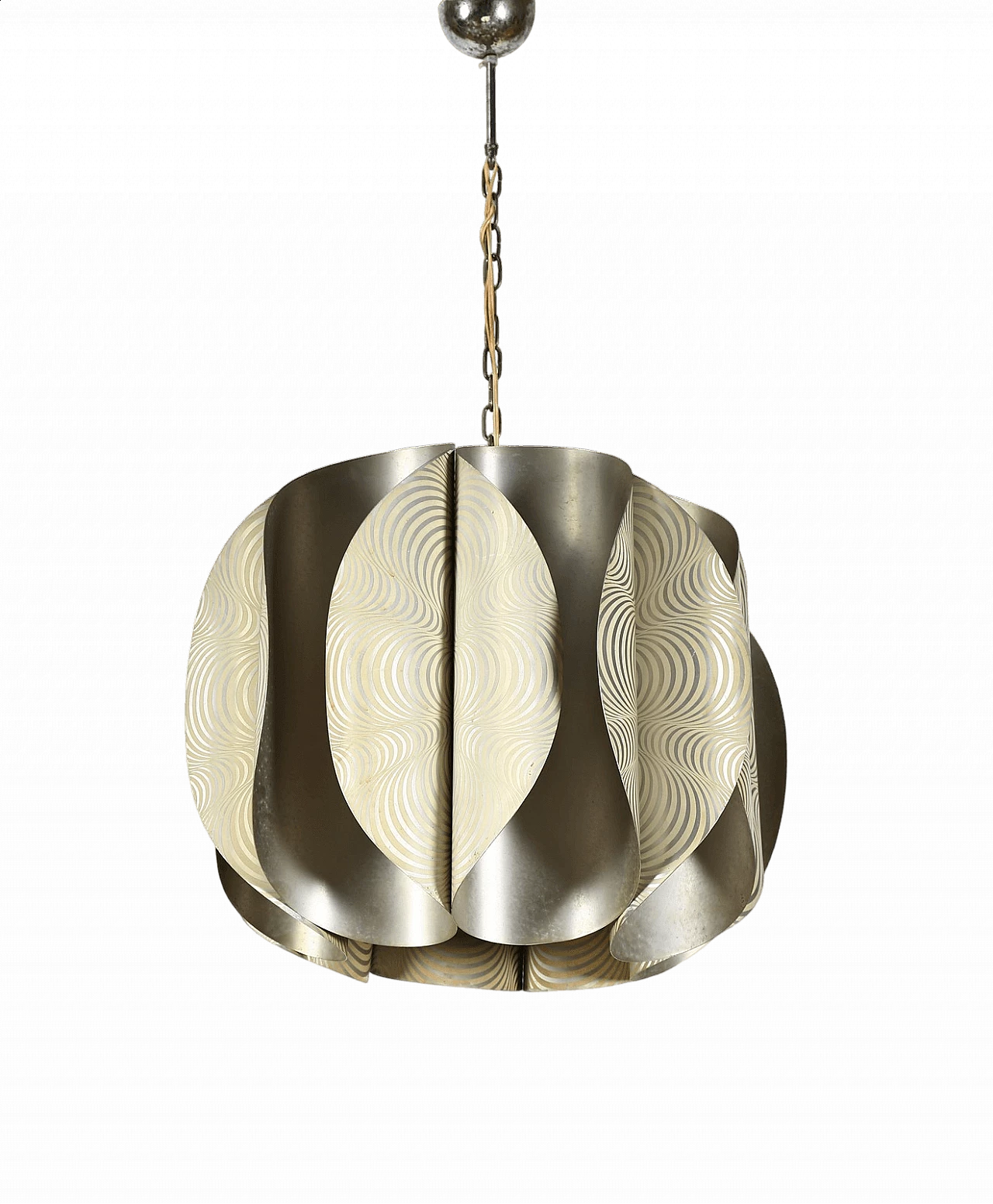 1933 metal and aluminium chandelier by Lorenzo Burchiellaro, 1970s 4