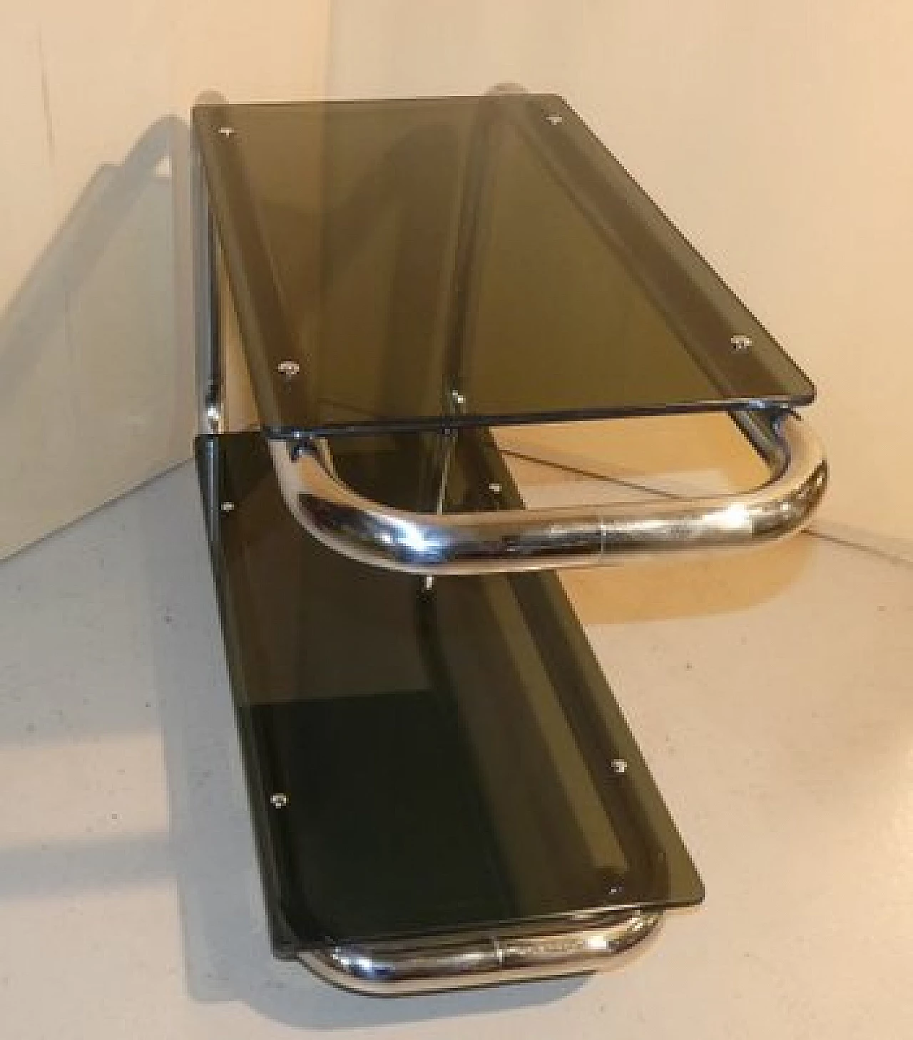 Tubular cart in chrome-plated steel and smoked glass, 1970s 23