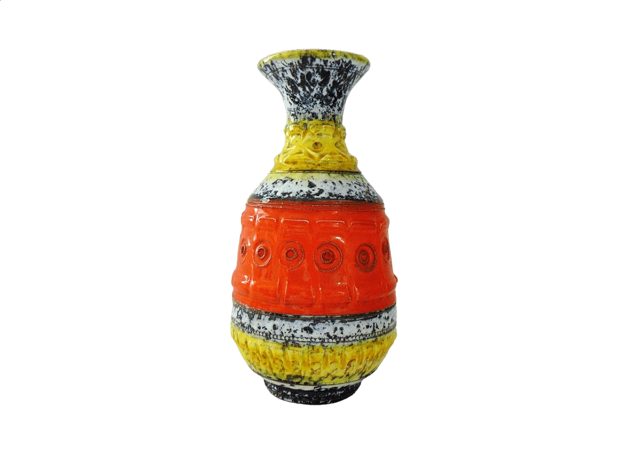 Vaso in ceramica smaltata multicolore, anni '60 6