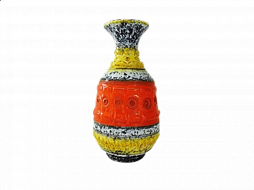 Vaso in ceramica smaltata multicolore, anni '60