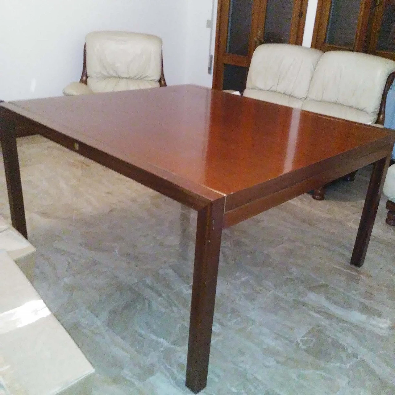 Tavolo in legno con profilo in ottone di Pierre Balmain, anni '80 13