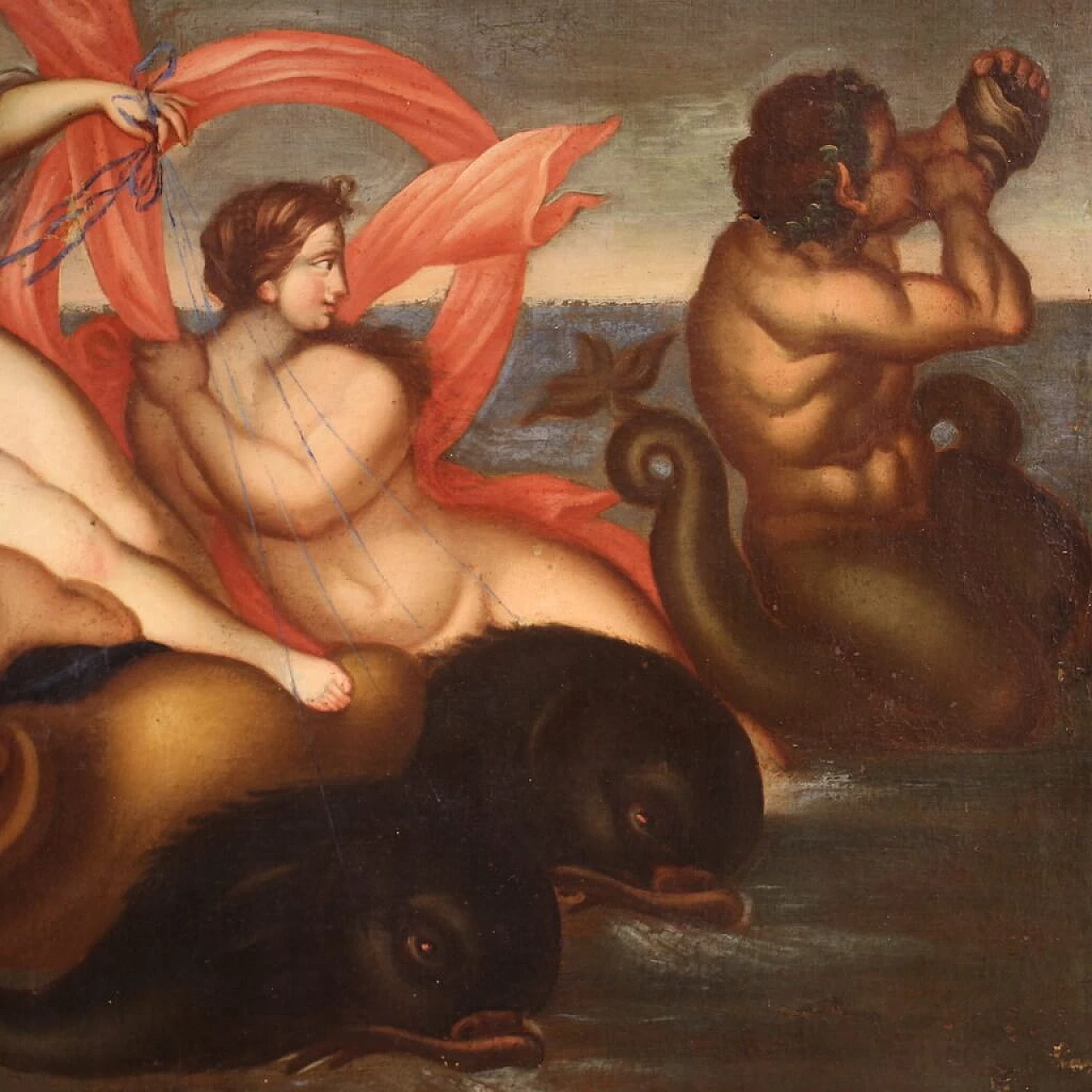 Italian painting of the Triumph of Galatea, oil on canvas, 18th century 6