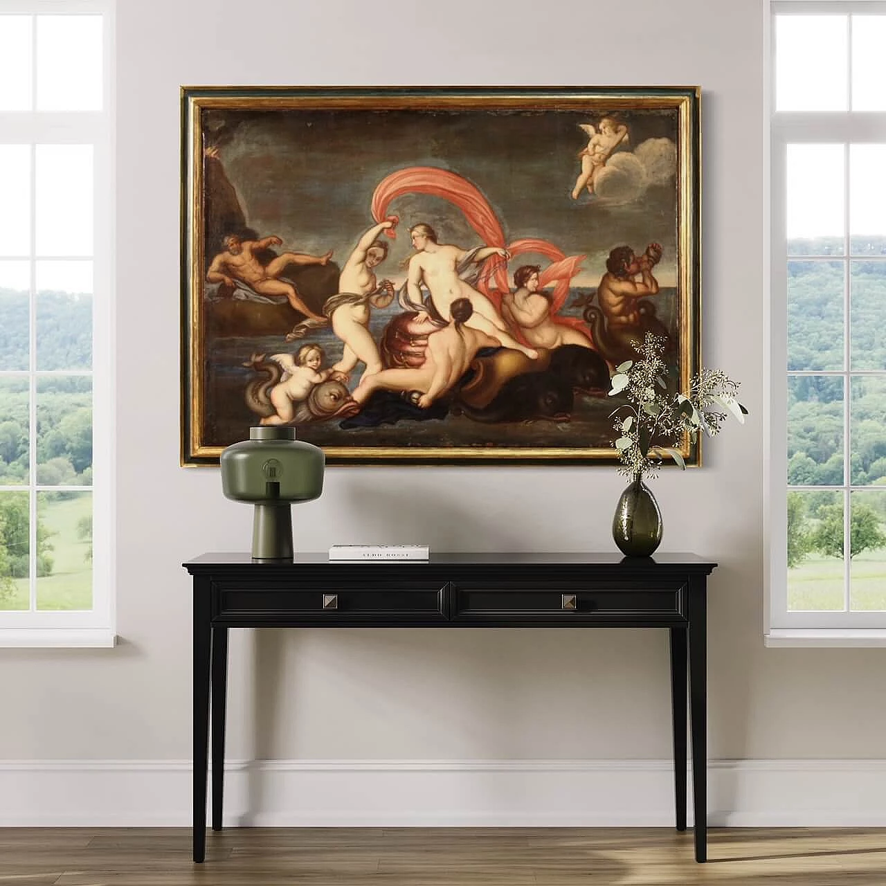 Italian painting of the Triumph of Galatea, oil on canvas, 18th century 14