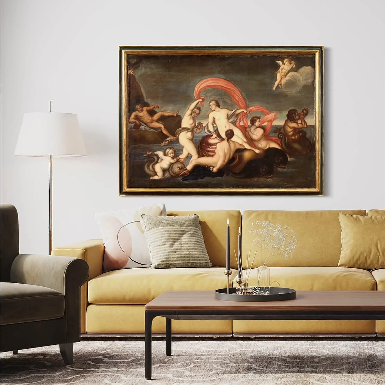 Italian painting of the Triumph of Galatea, oil on canvas, 18th century 15