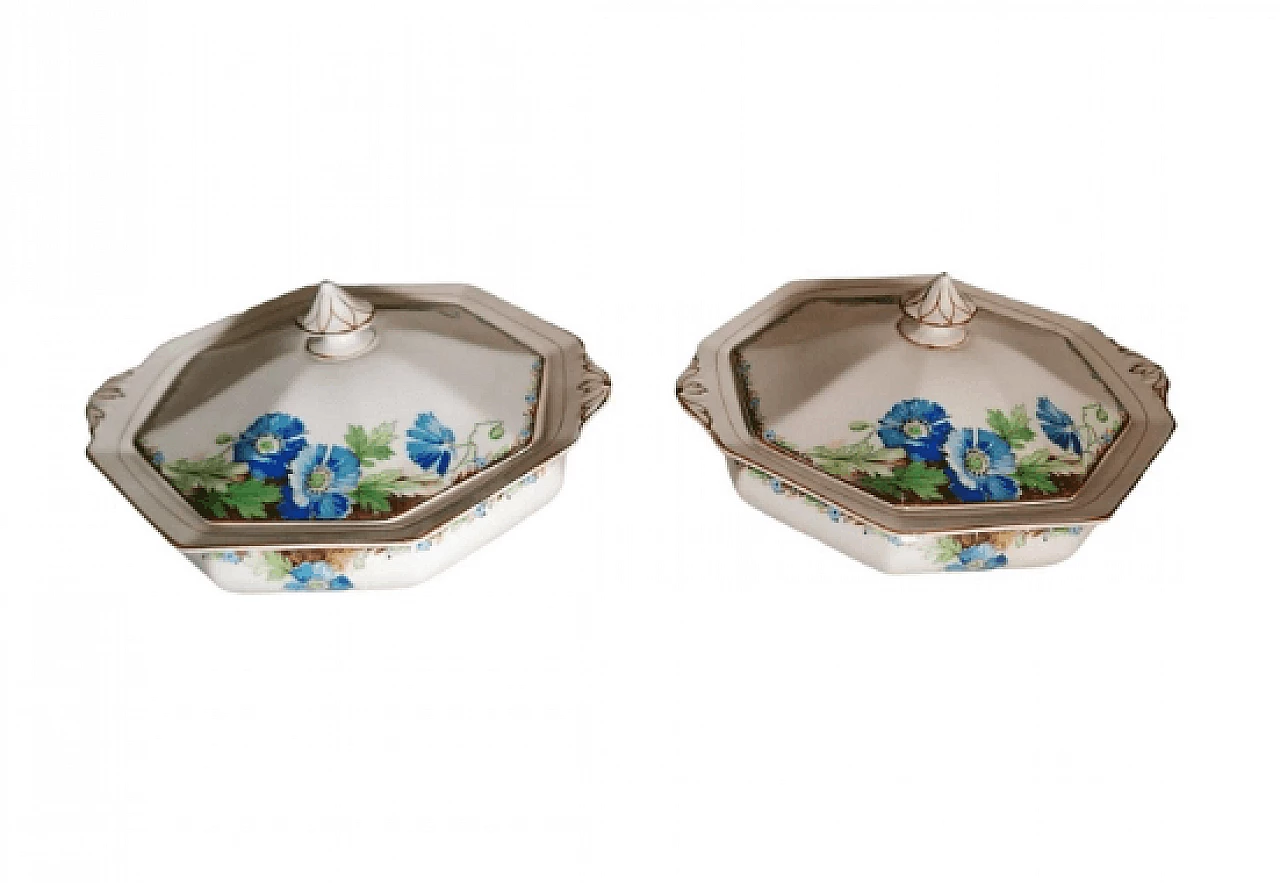Pair of painted ceramic tureens by Arthur J. Wilkinson, 1940s 1