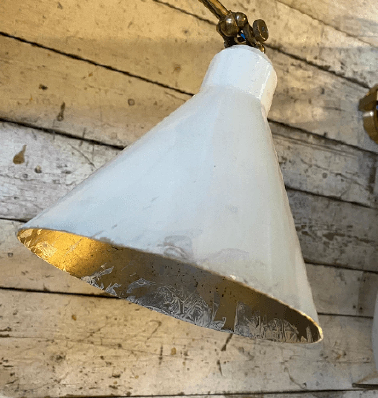 Lampada a forbice in ottone e alluminio nello stile di Stilnovo, anni '60 10