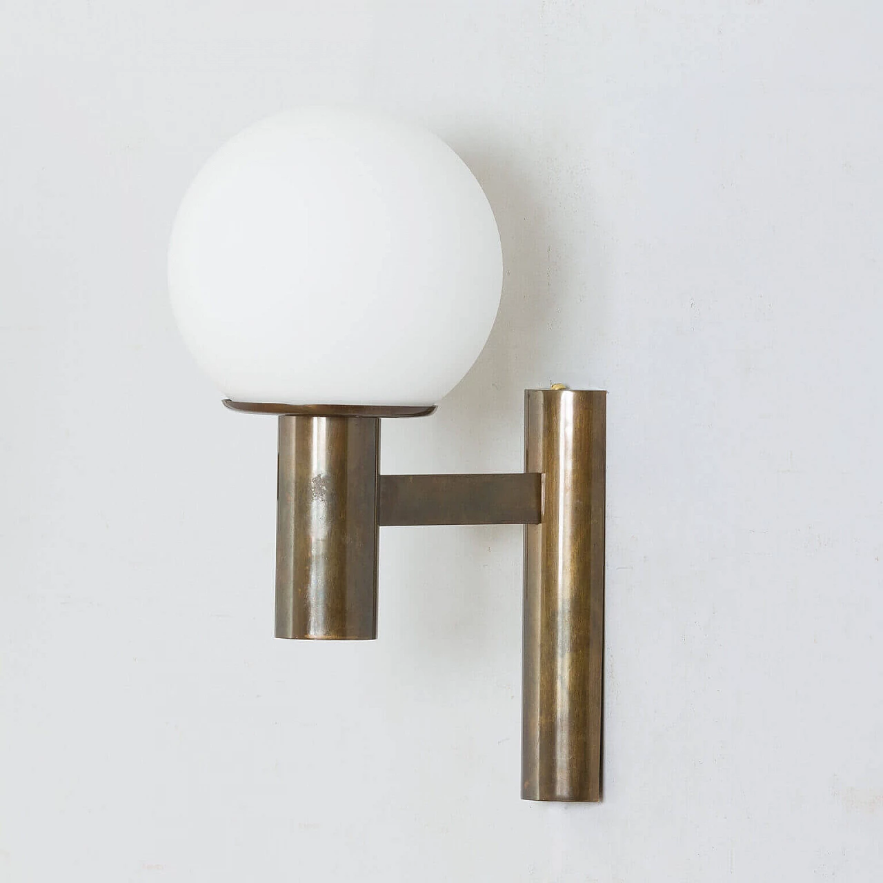 Pair of brass and milk glass sconces by Gaetano Sciolari, 1960s 4