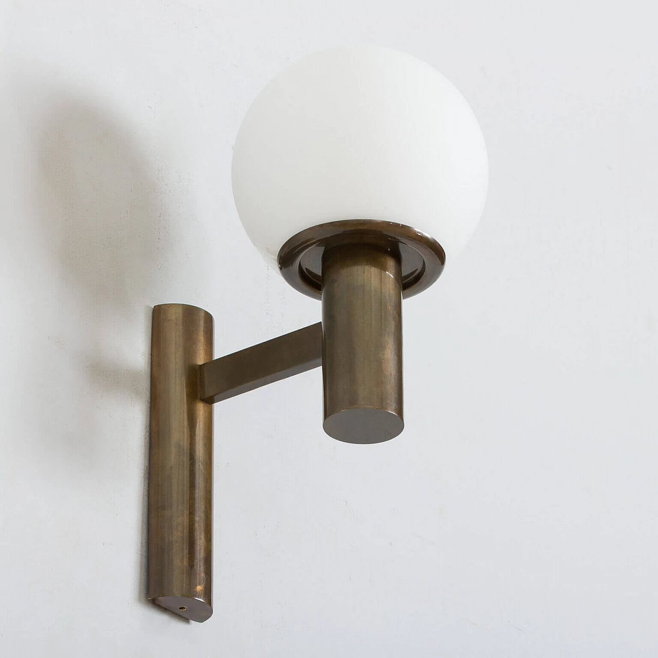 Pair of brass and milk glass sconces by Gaetano Sciolari, 1960s 5