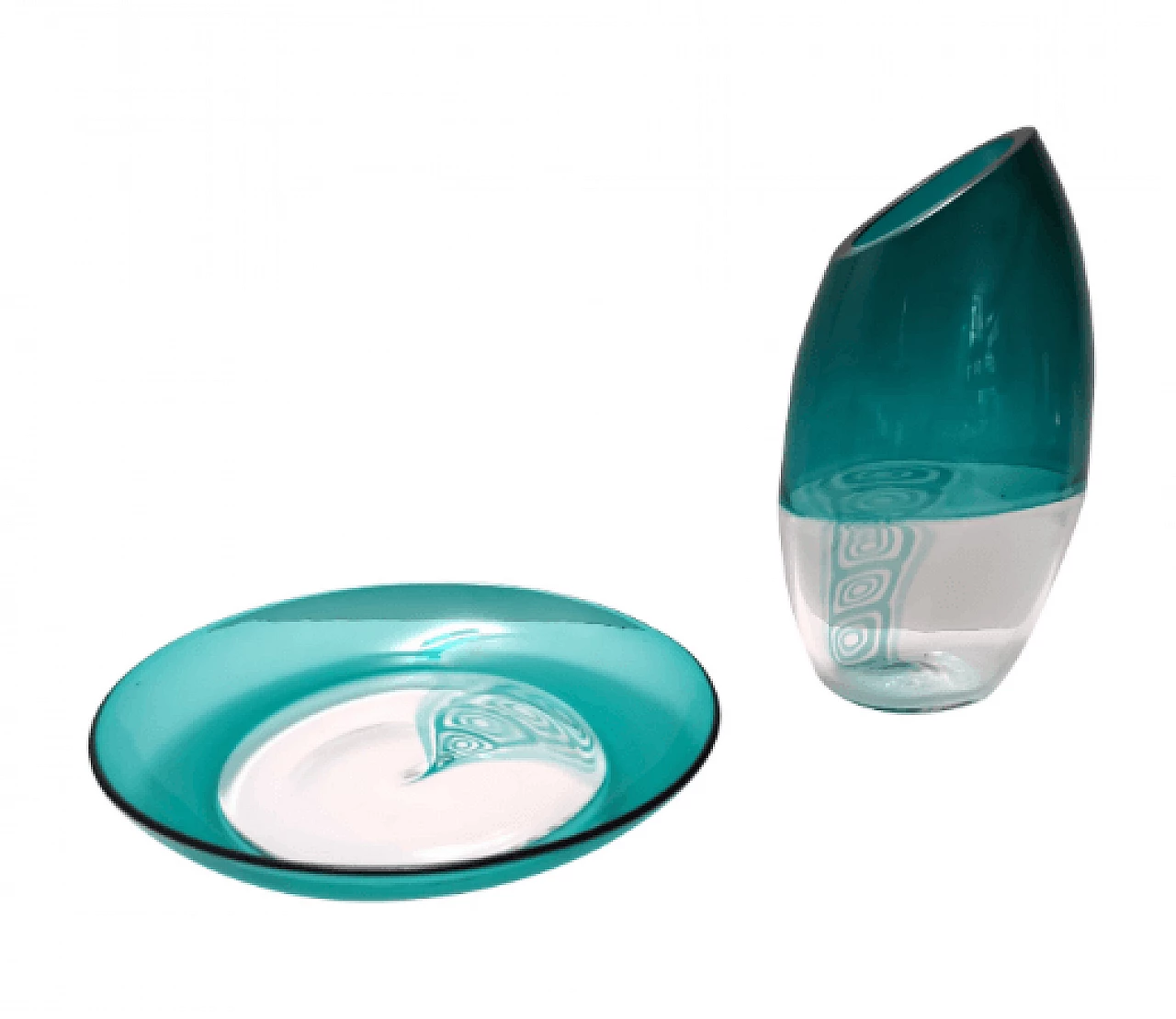 Vase and plate in Murano glass by La Murrina, 1980s 1
