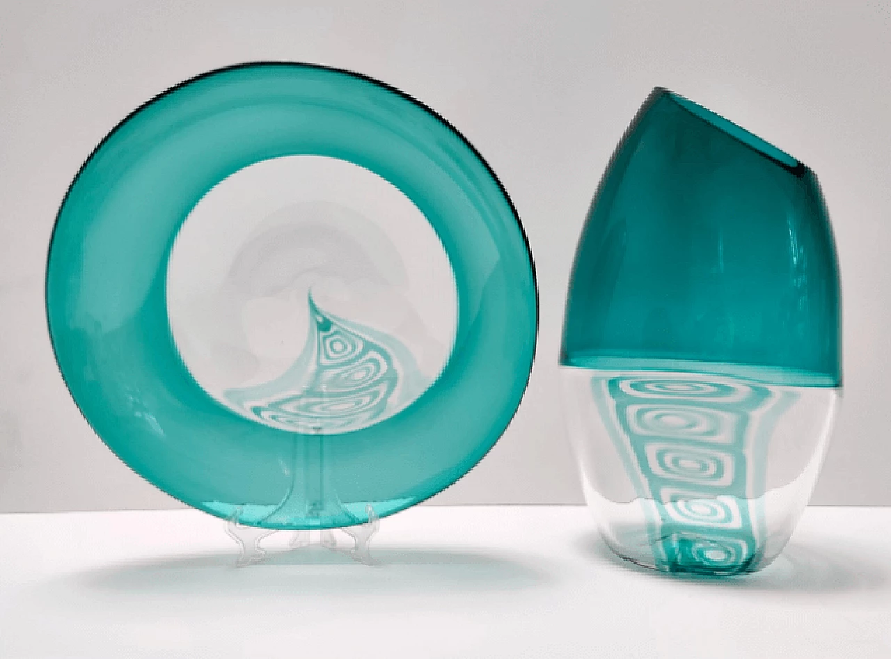 Vase and plate in Murano glass by La Murrina, 1980s 2