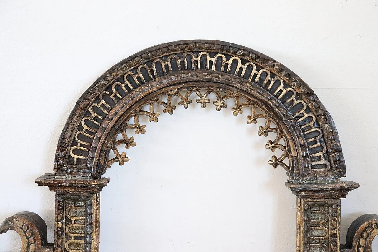Antique three-arched hand-carved wooden frame, mid-18th century 3