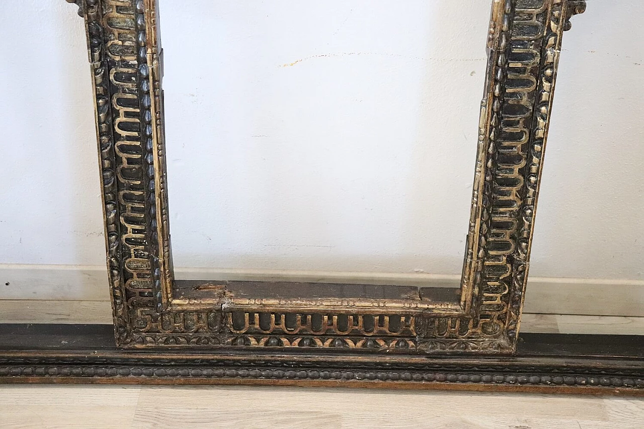 Antique three-arched hand-carved wooden frame, mid-18th century 7
